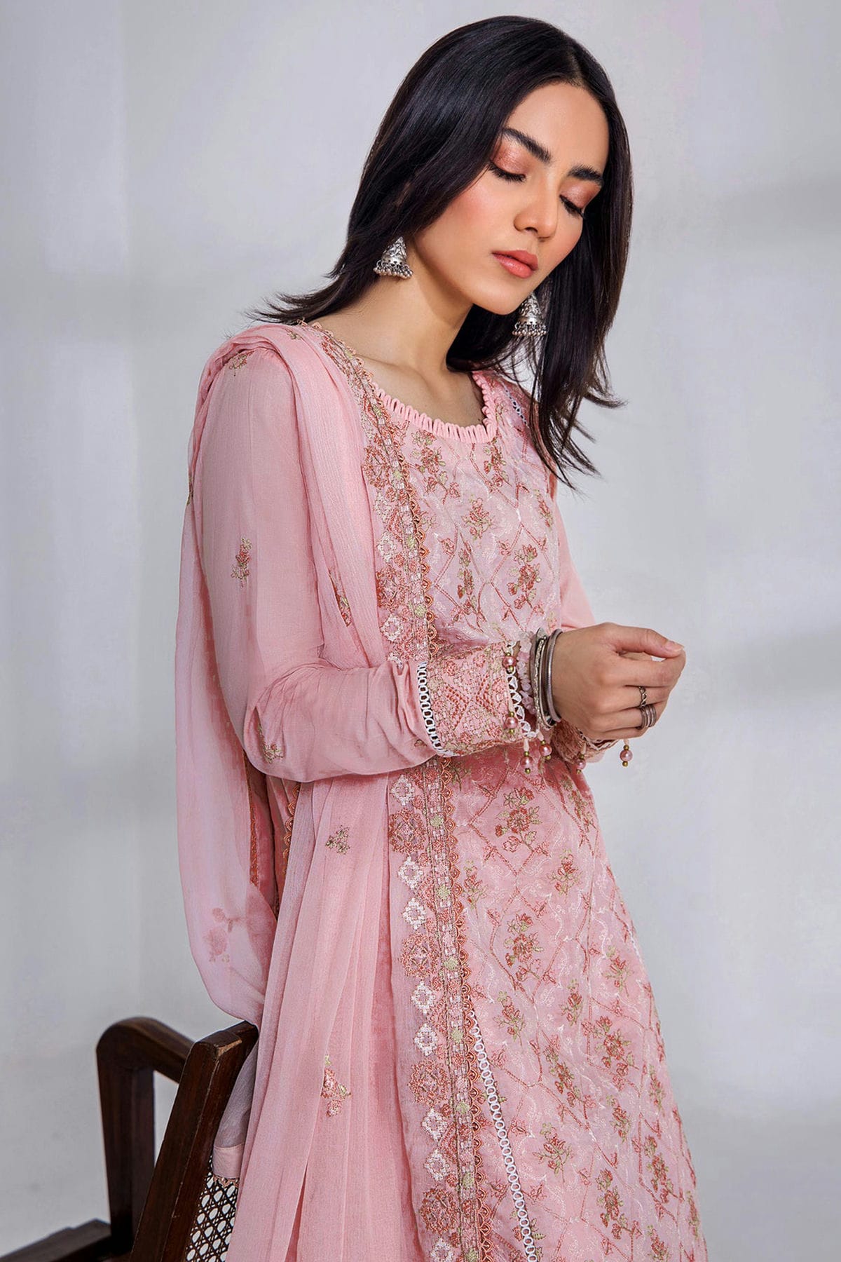 Baby Pink Colour Cotton Semi Stitched Pakistani Suit VSSM1250154