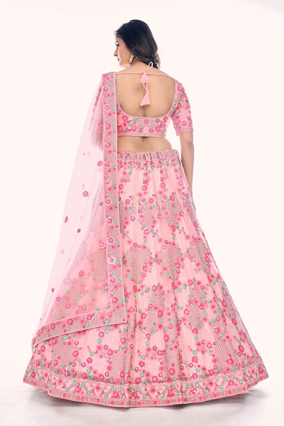 Baby Pink Colour Embroidery Soft Net Lehenga Choli VSLD1080753