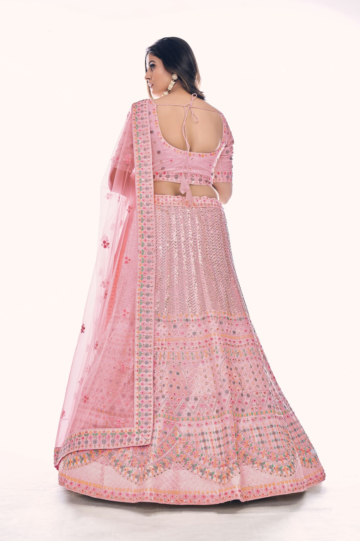 Baby Pink Colour Embroidery Soft Net Lehenga Choli VSLD1080770