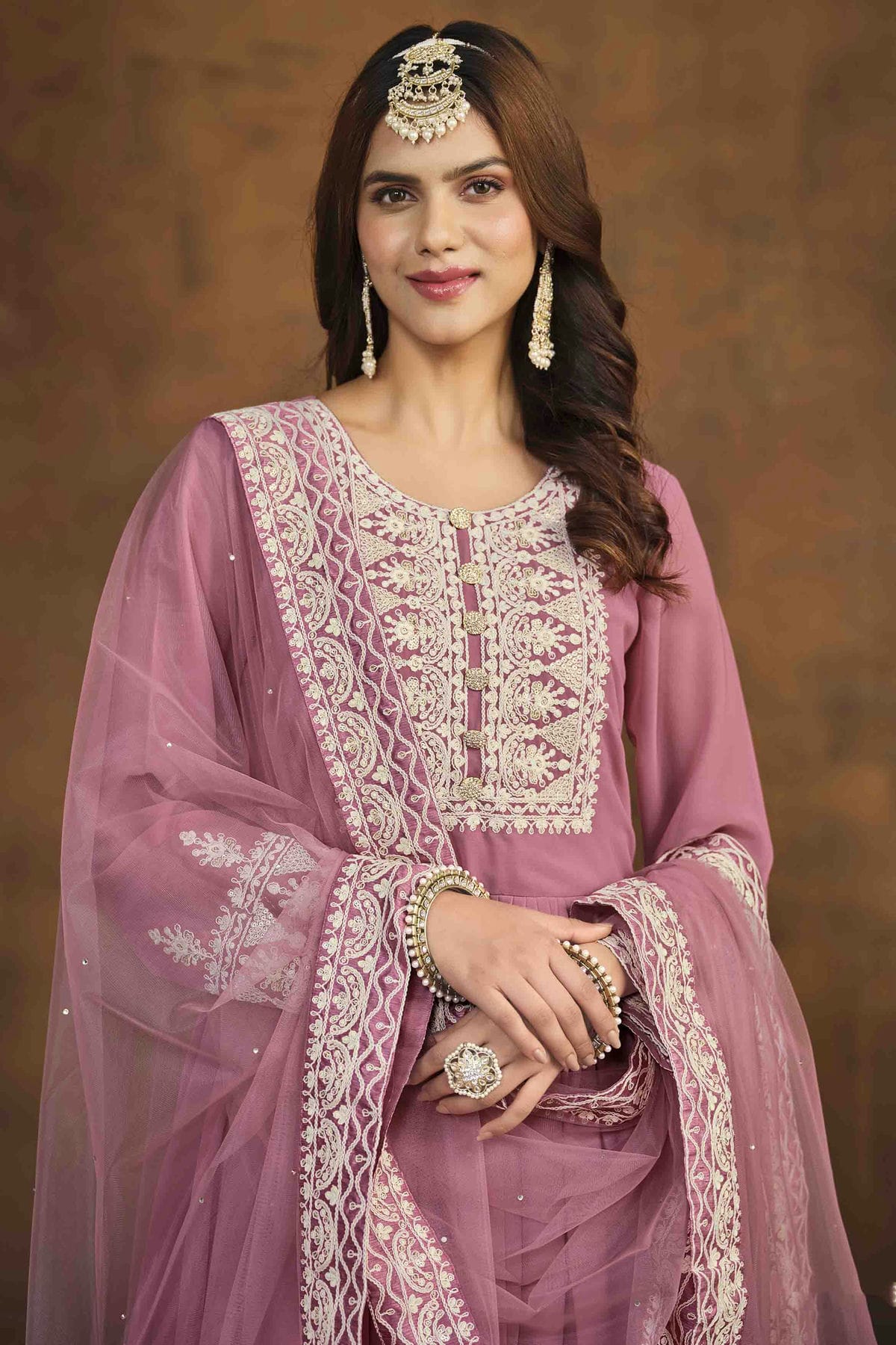 Baby Pink Colour Faux Georgette Palazzo Pant Suit VSSM1050729