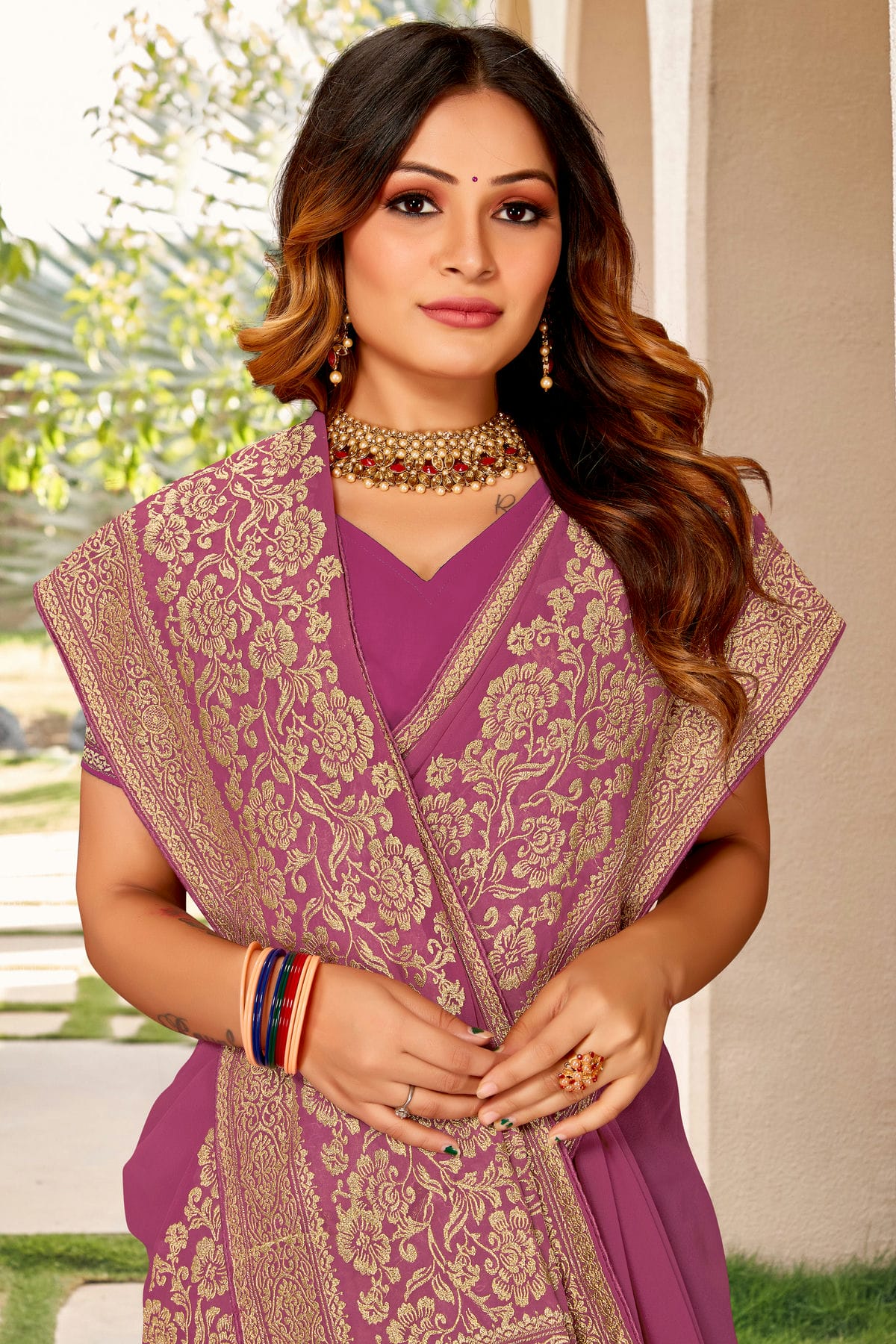 Baby Pink Colour Georgette Designer Saree VSLC1121444