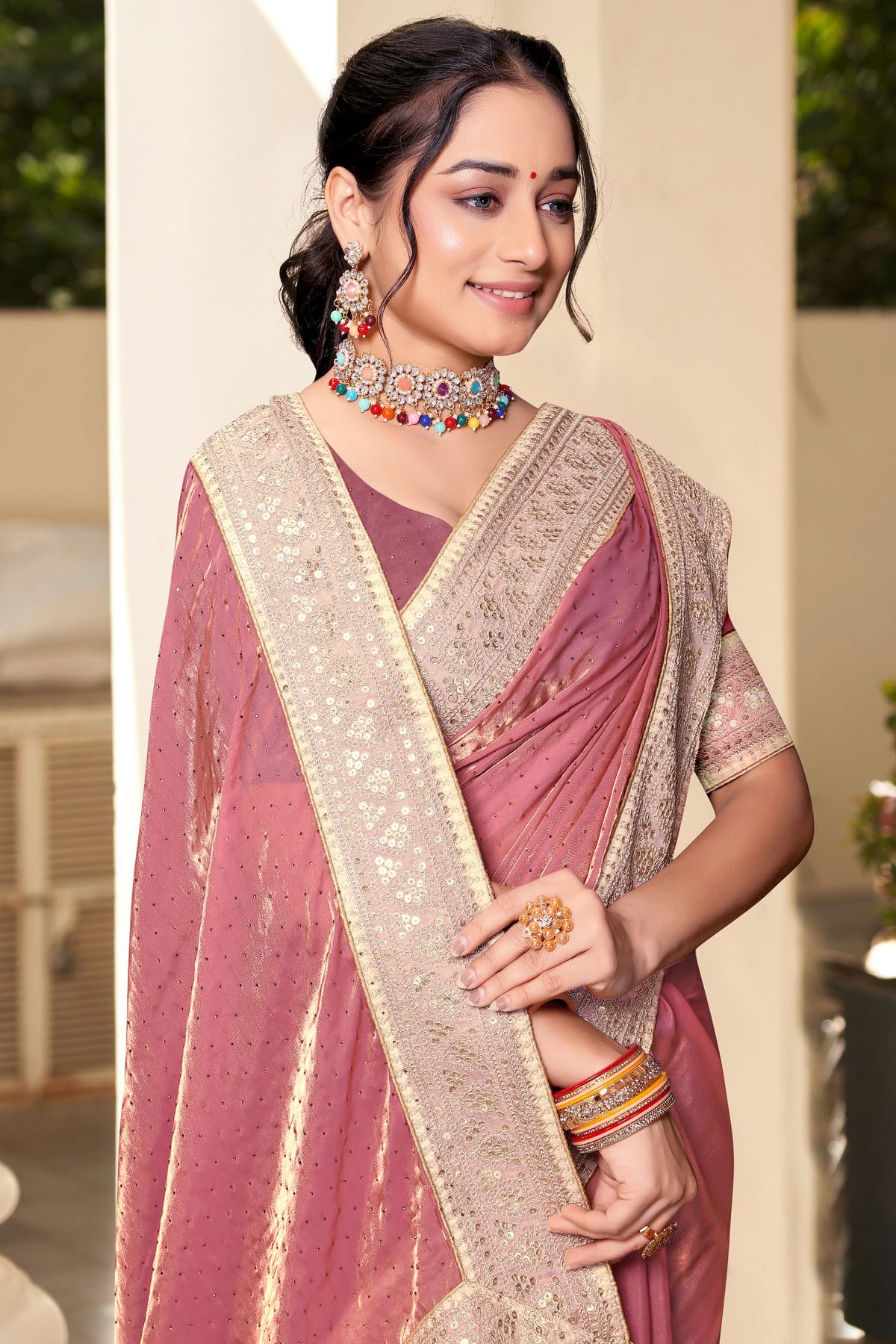 Baby Pink Colour Silk Designer Saree VSLC1121695