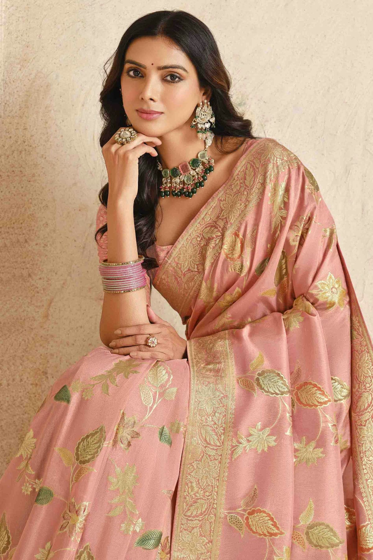 Baby Pink Colour Silk Zari Work Traditional Saree VSSD1113570