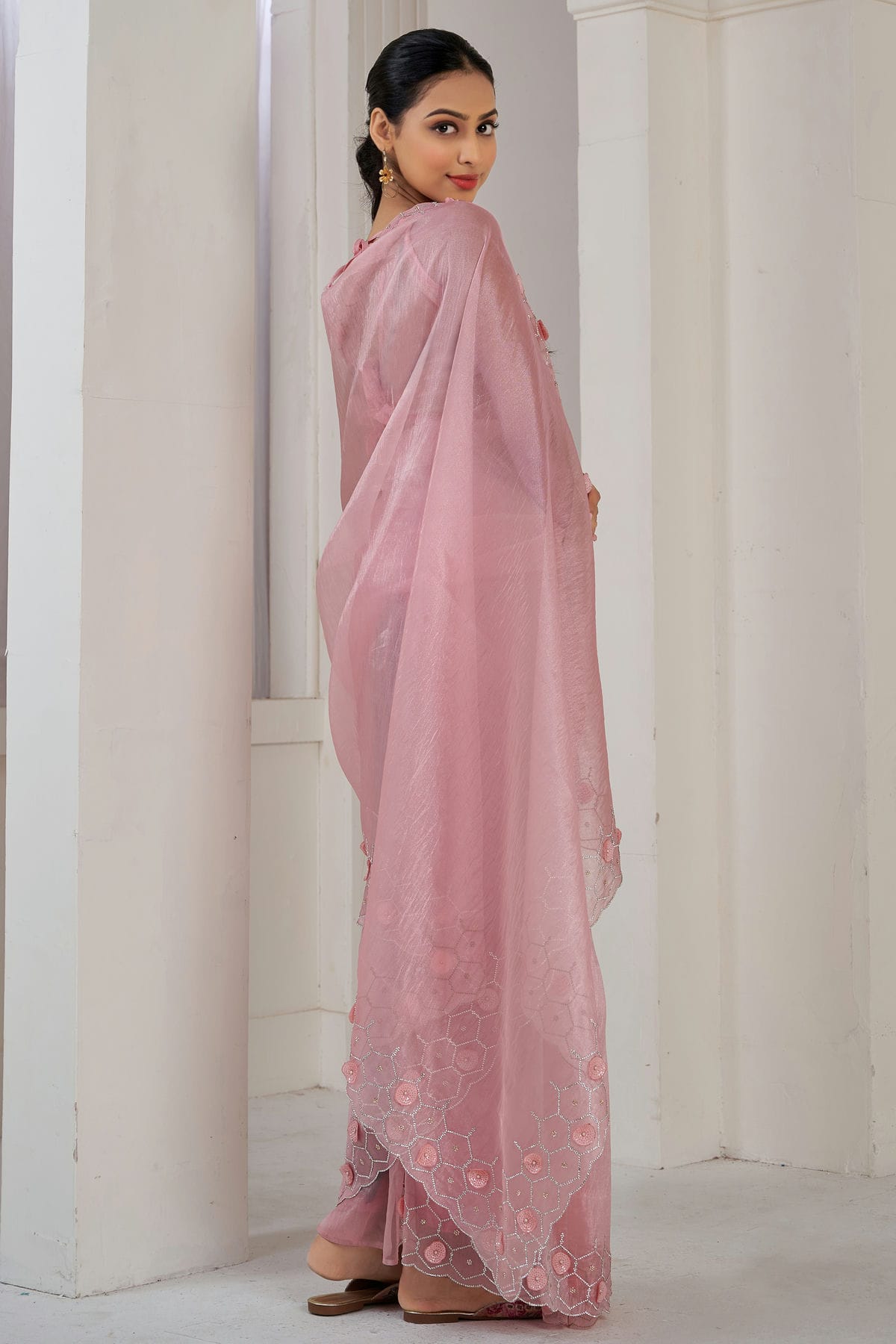 Baby Pink Colour Soft Organza Designer Saree VSSD1121876