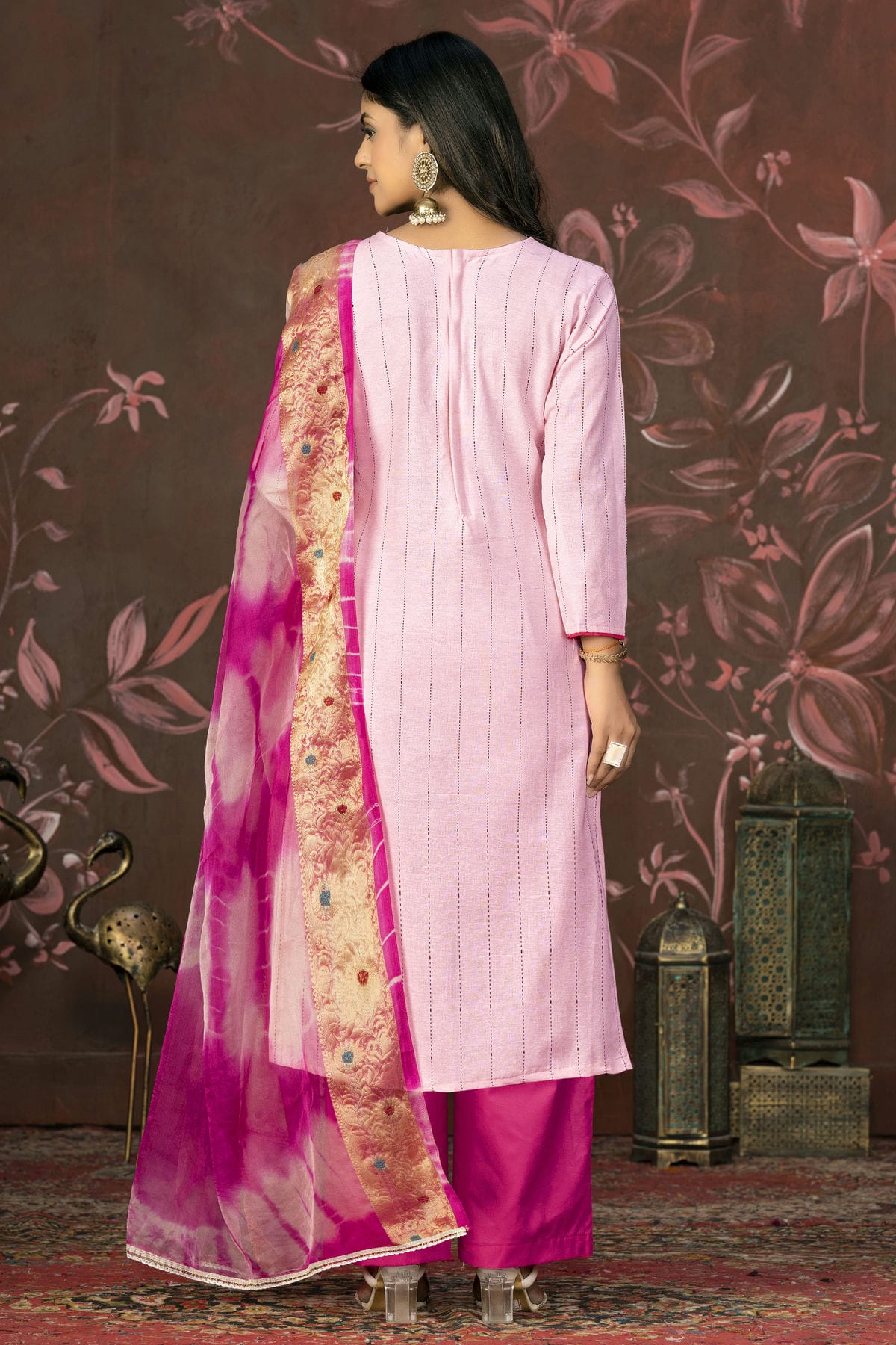Baby Pink Colour Unstitched Cambric Cotton Plazzo Pant Suit VSUS1160833