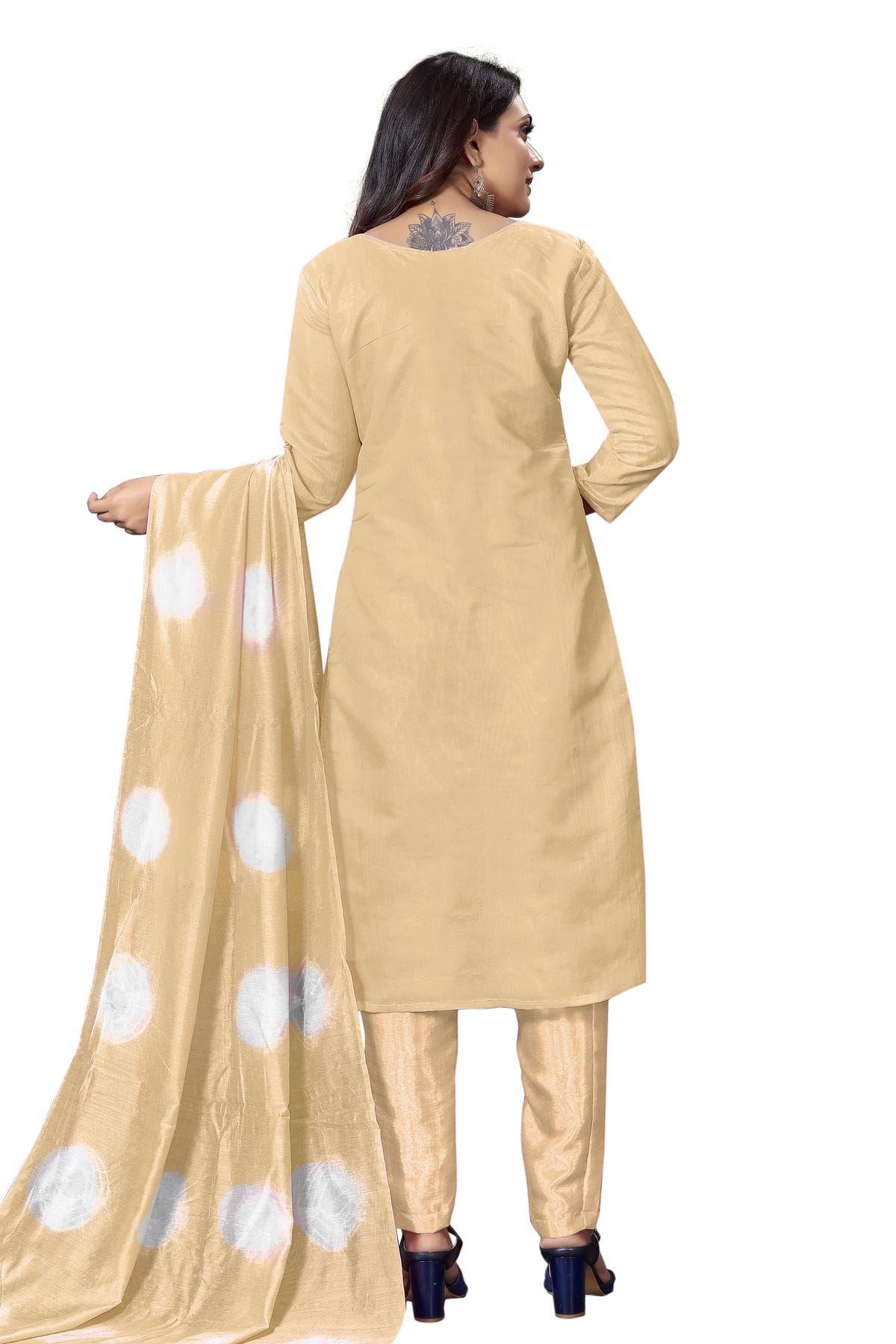 Beige Colour Unstitched Modal Cotton Straight Suit VSUS1160633