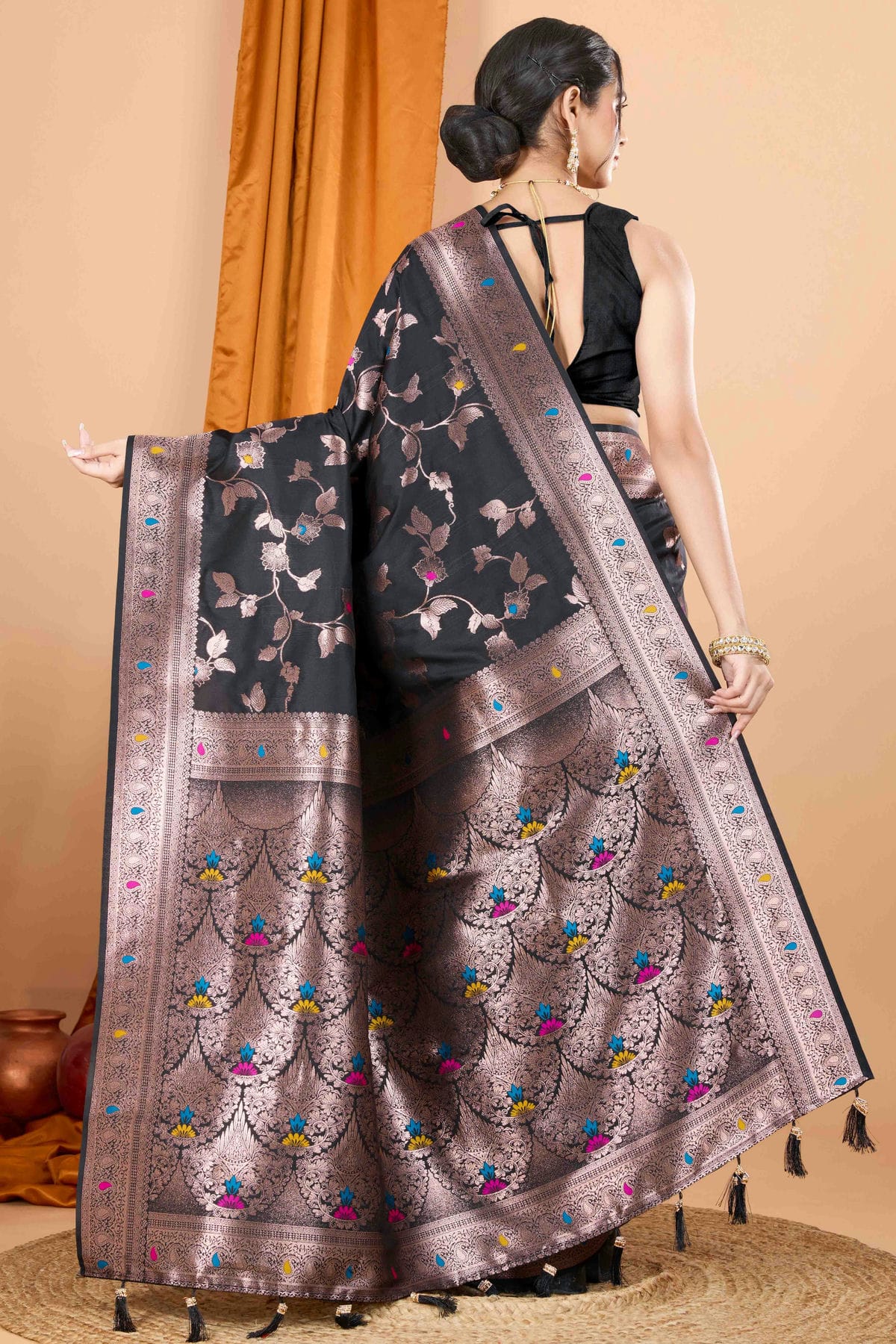 Black Colour Banarasi Silk Woven Work Traditional Saree VSSD1113537