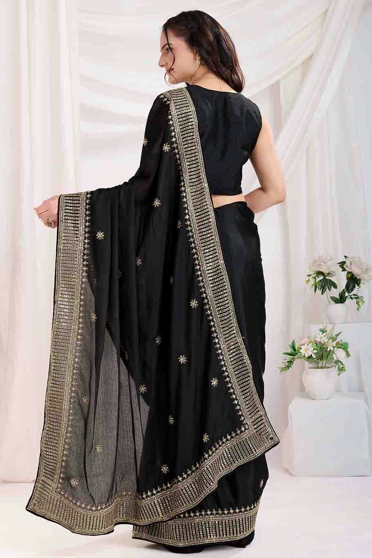 Black Colour Chinon Silk Designer Saree VSSD1112875