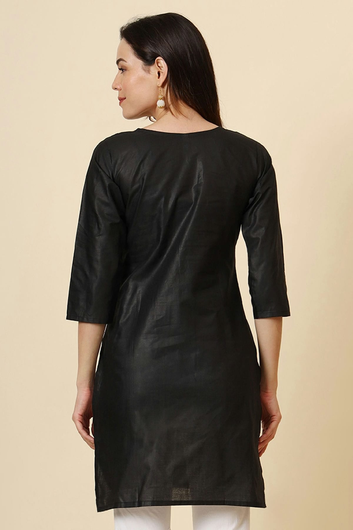 Black Colour Cotton Readymade Top VSTP1110880