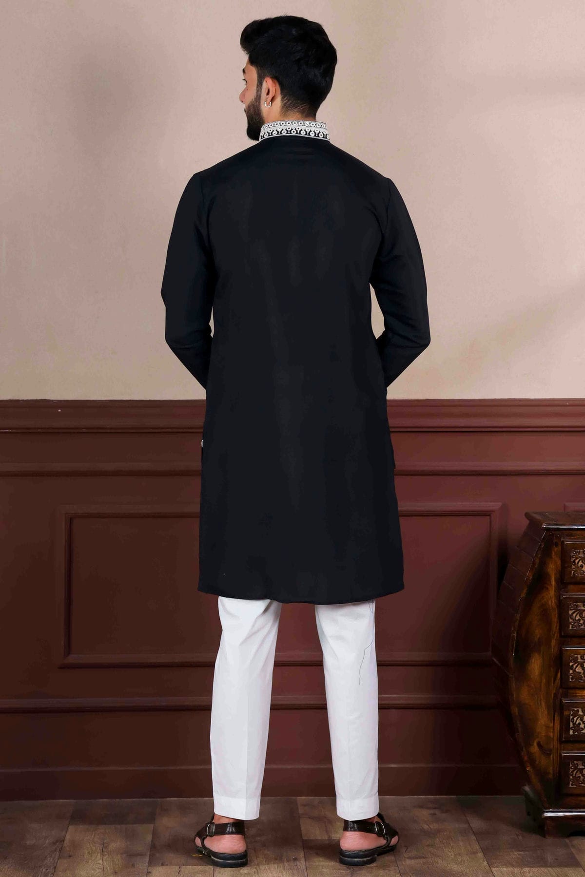 Black Colour Embroidery Viscose Kurta Pajama VSKP1113411