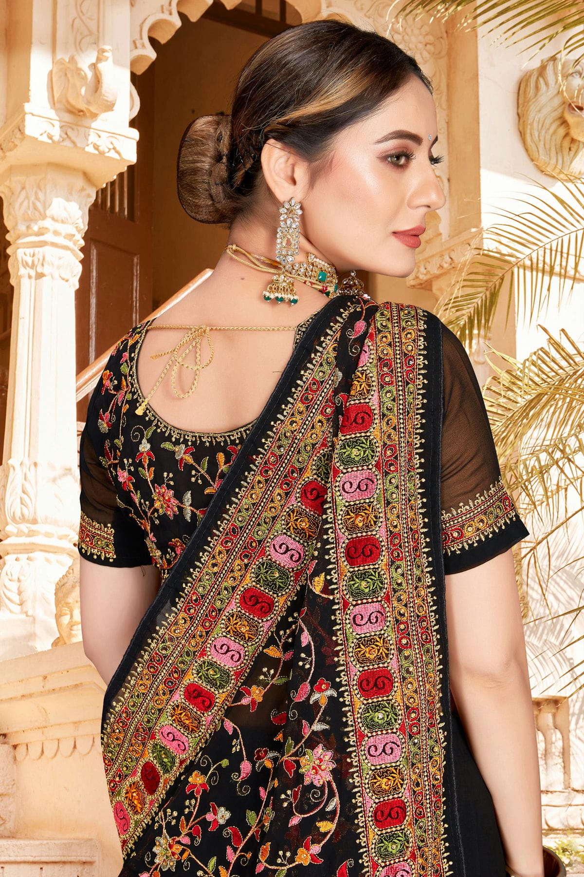 Black Colour Georgette Designer Saree VSLC1121303