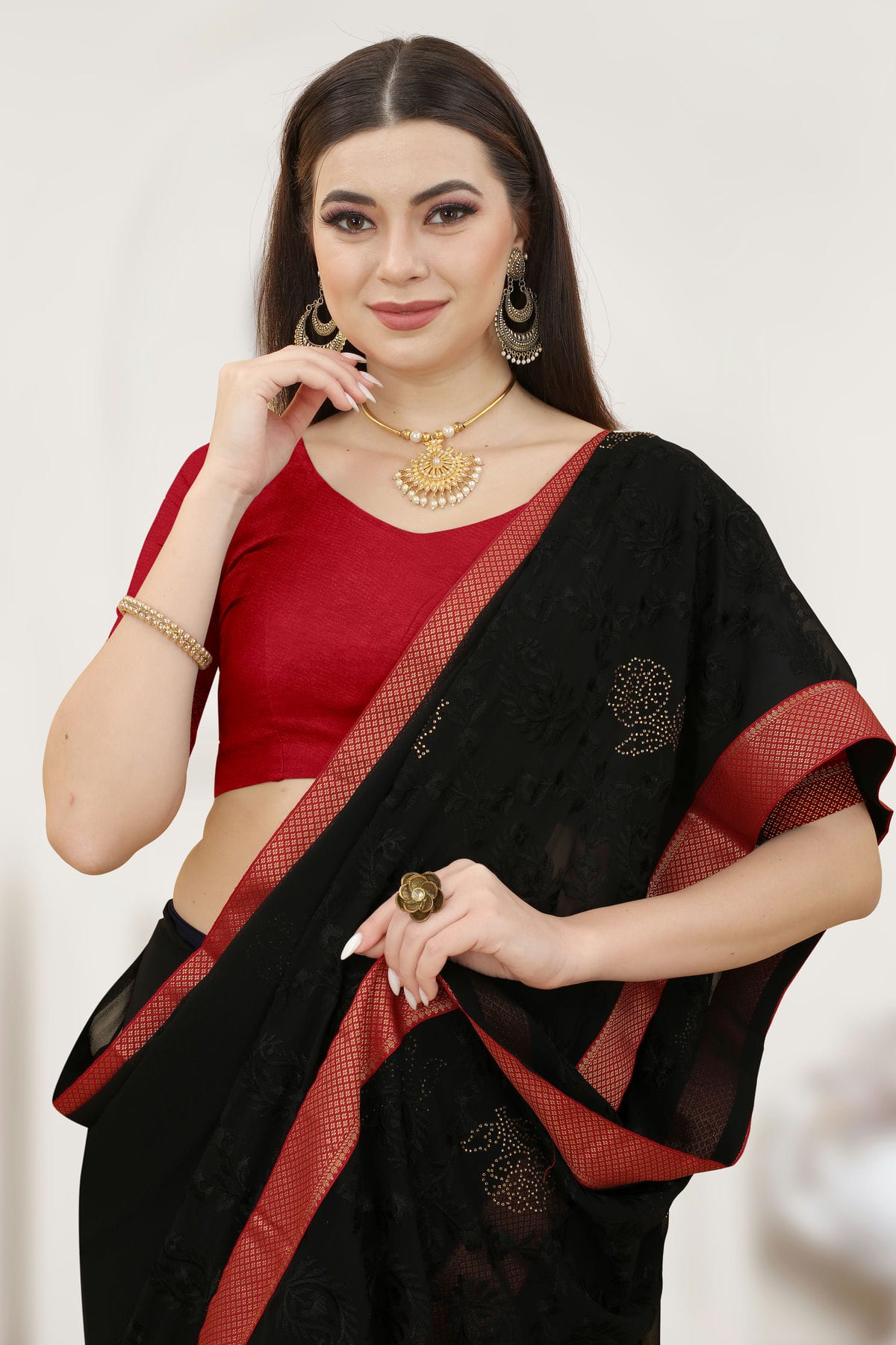 Black Colour Georgette Designer Saree VSLC1121312