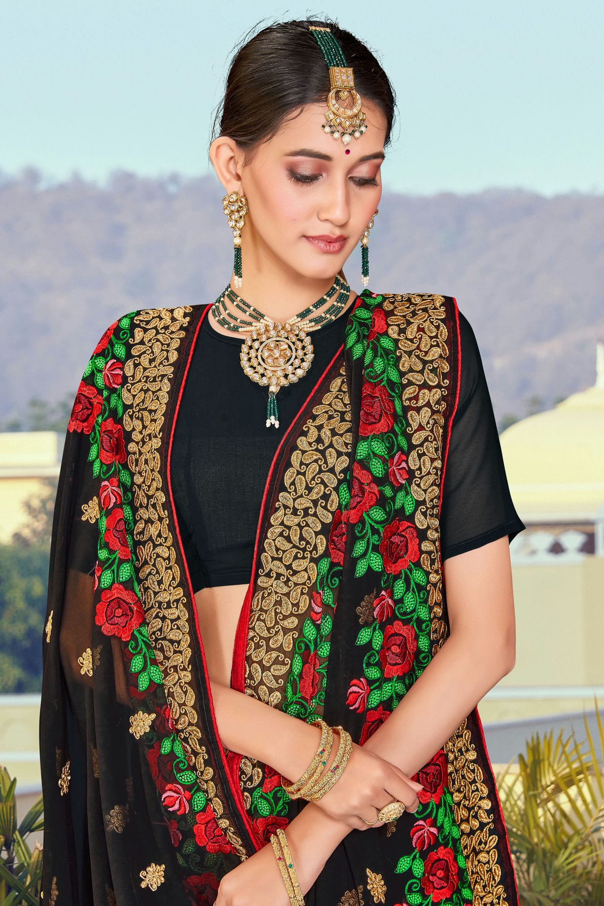 Black Colour Georgette Designer Saree VSLC1121367