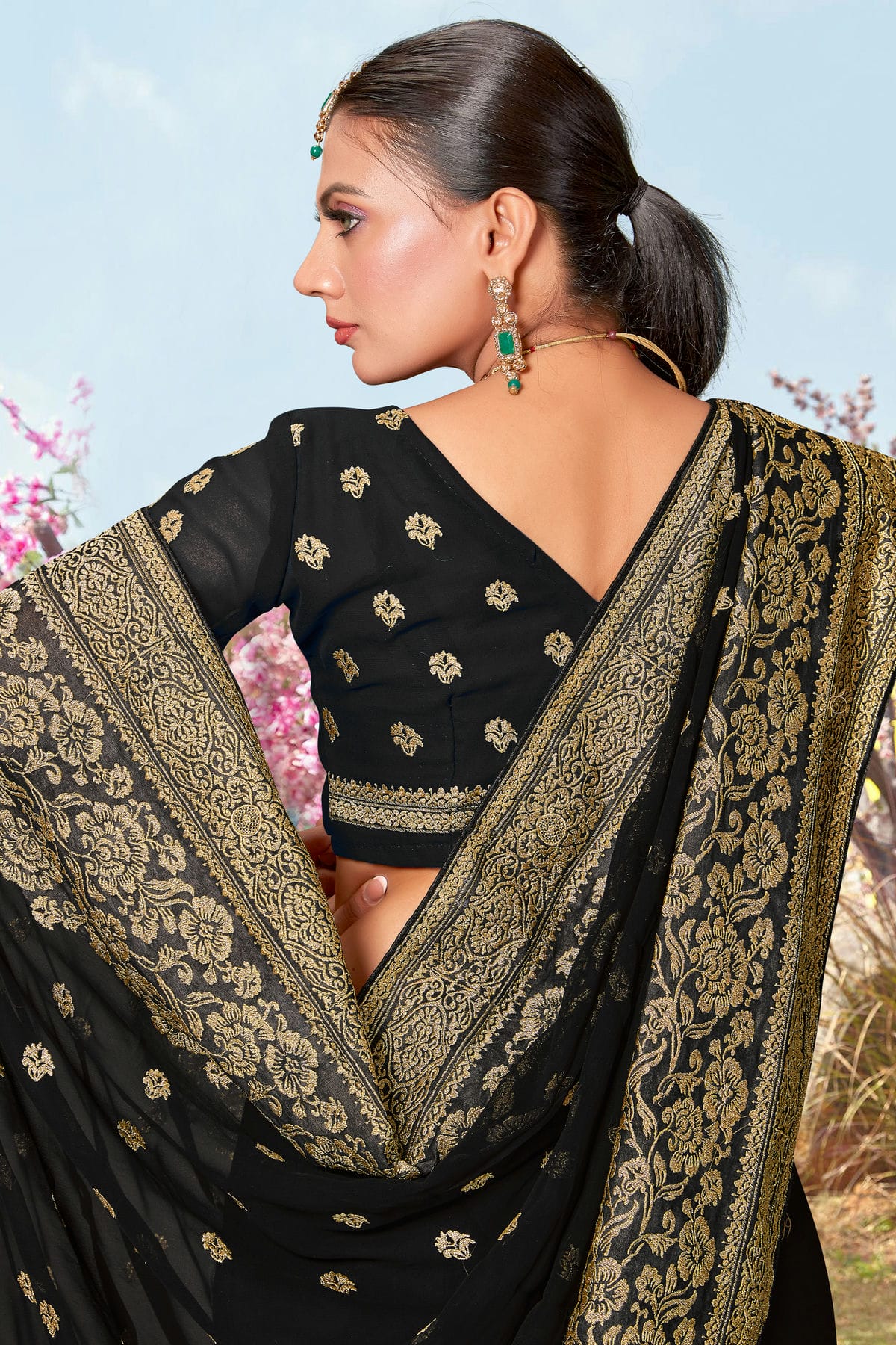 Black Colour Georgette Designer Saree VSLC1121488