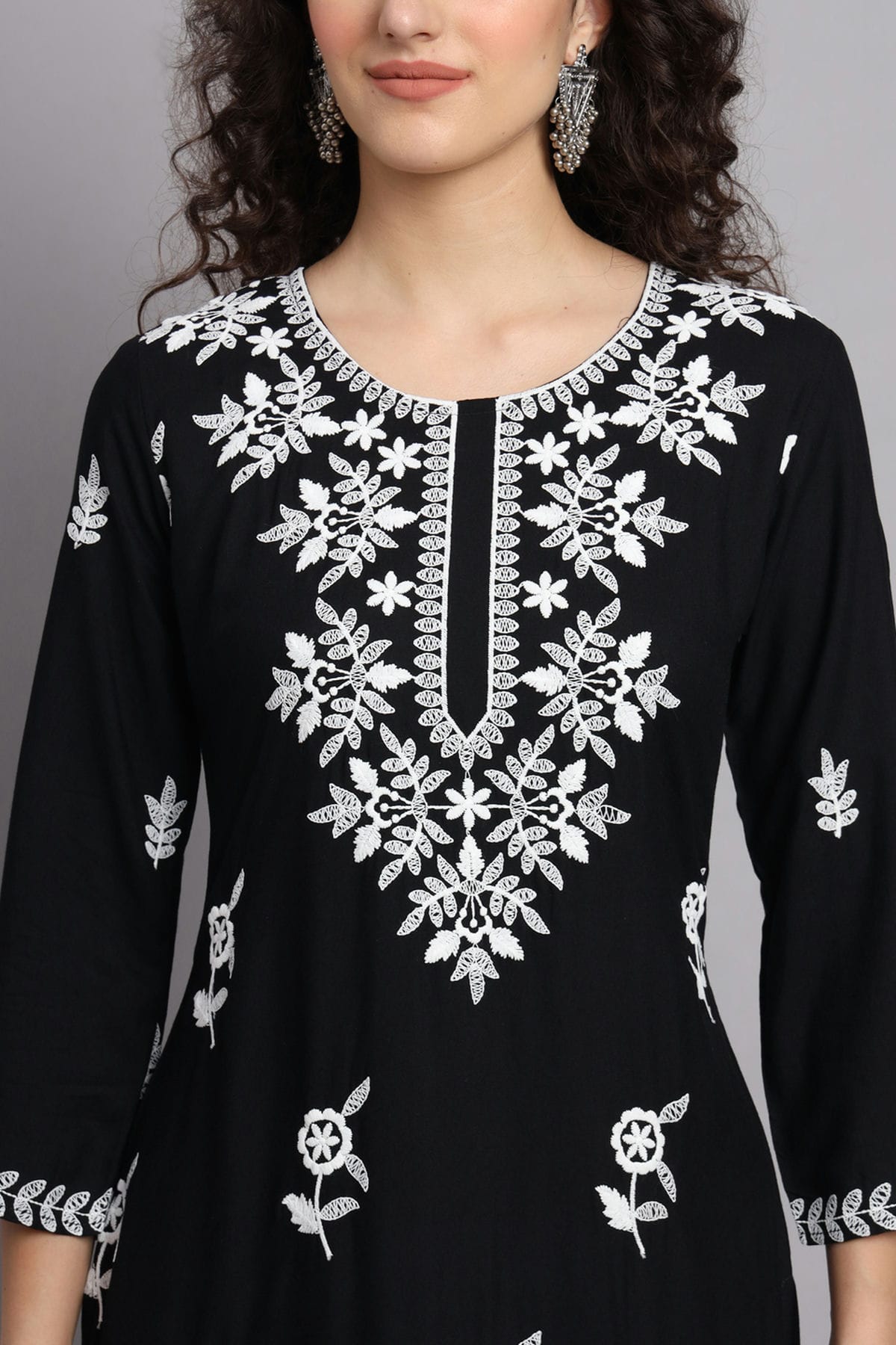 Black Colour Rayon Kurti VSKR1111084