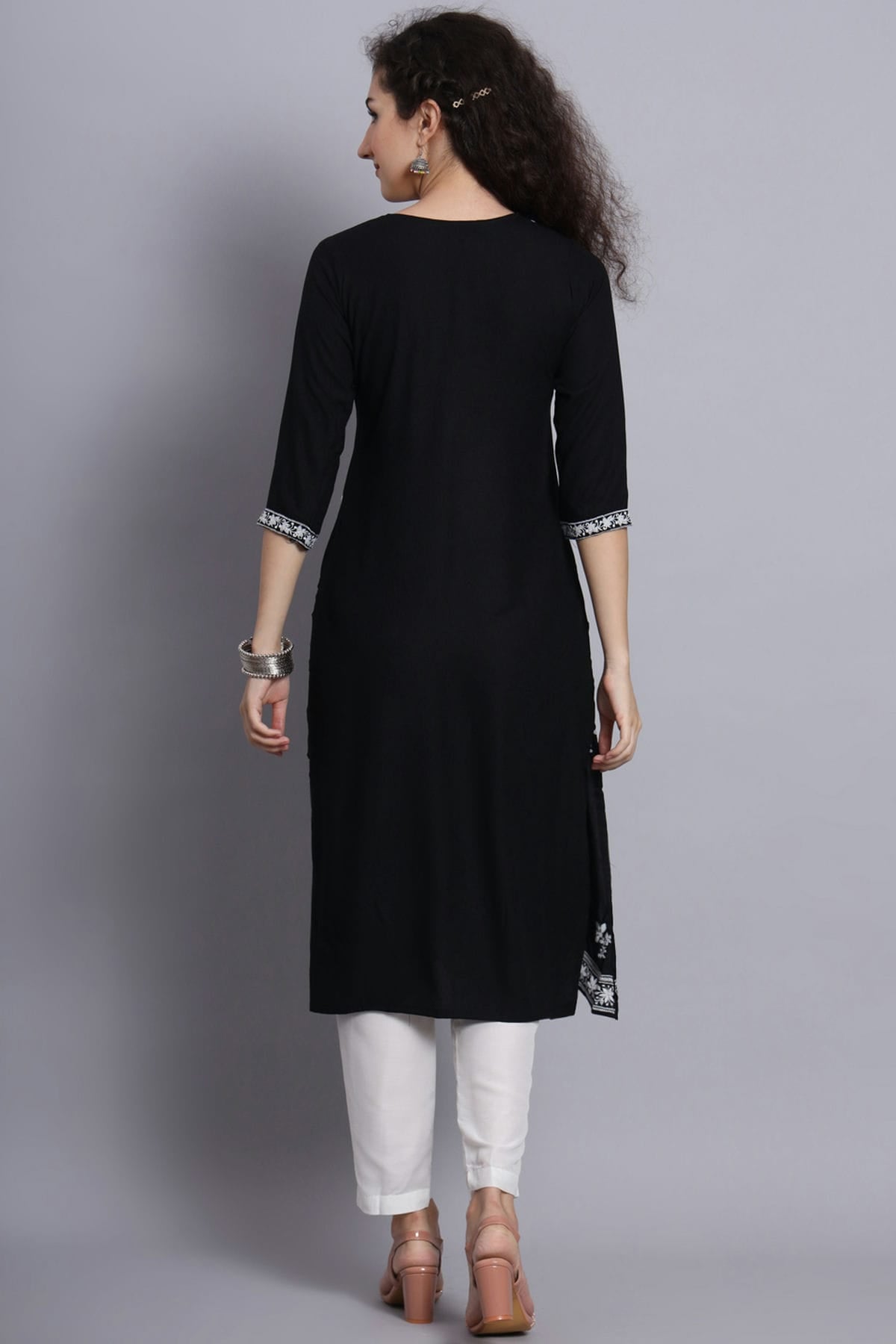 Black Colour Rayon Kurti VSKR1111214