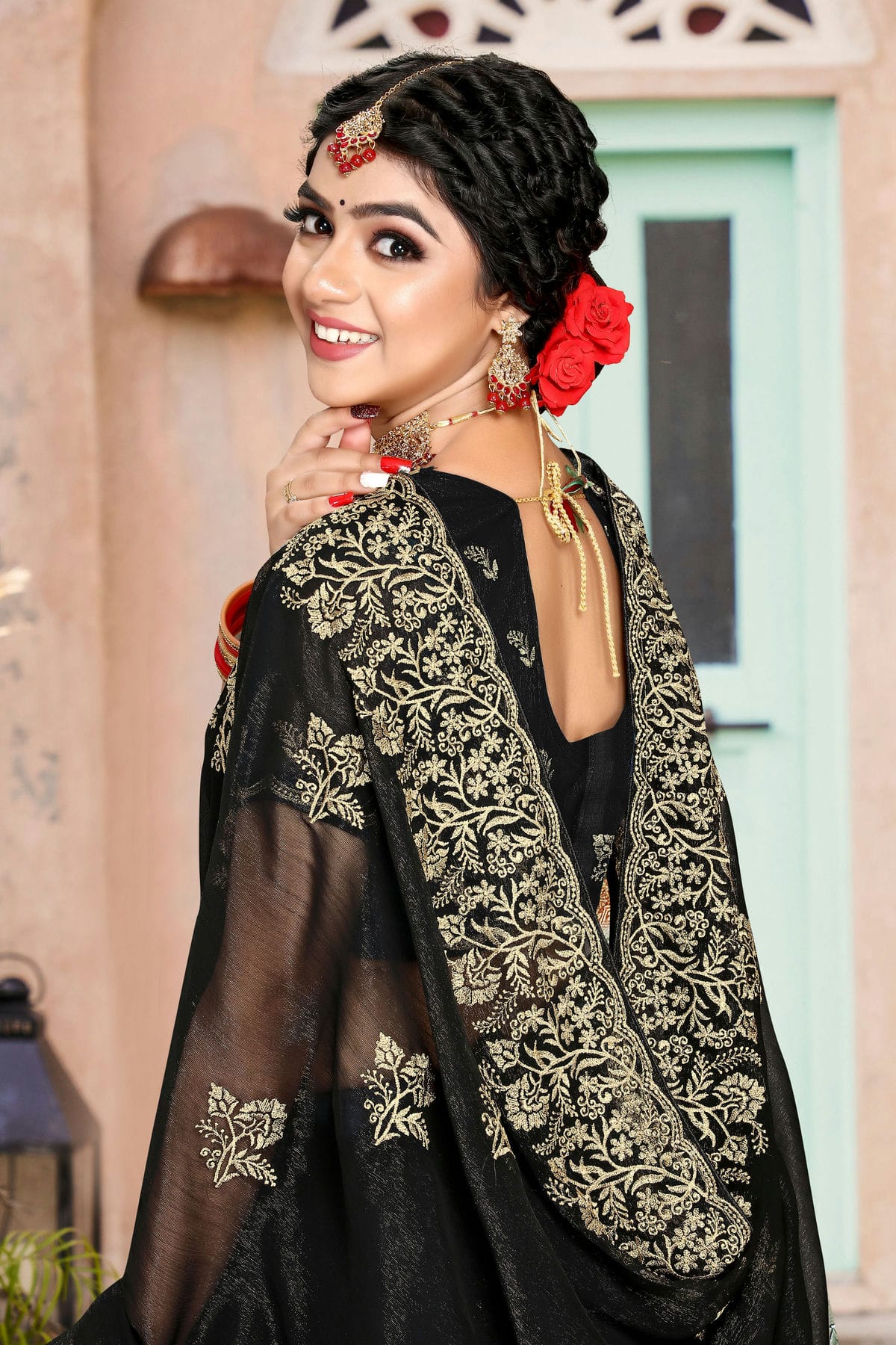 Black Colour Silk Designer Saree VSLC1121343