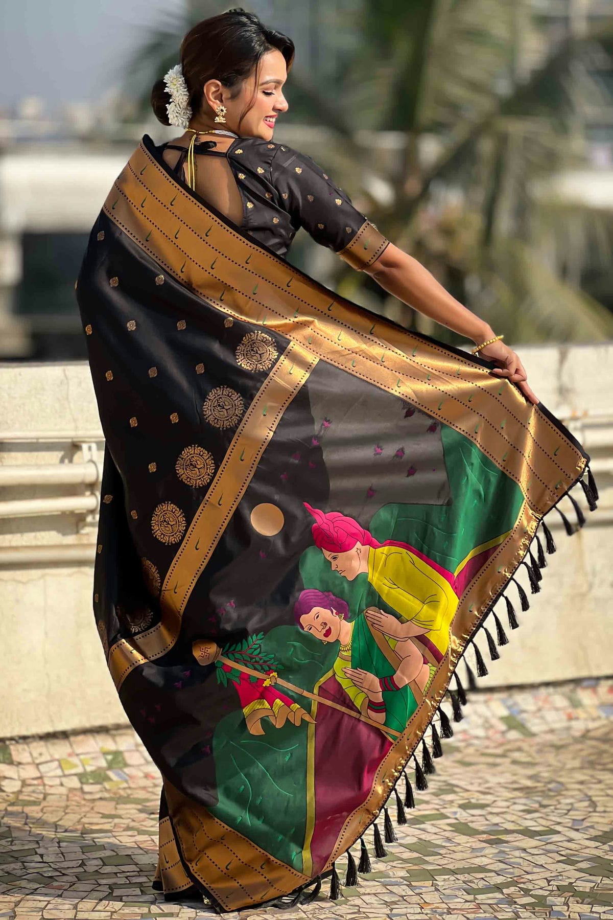 Black Colour Soft Silk Traditional Saree