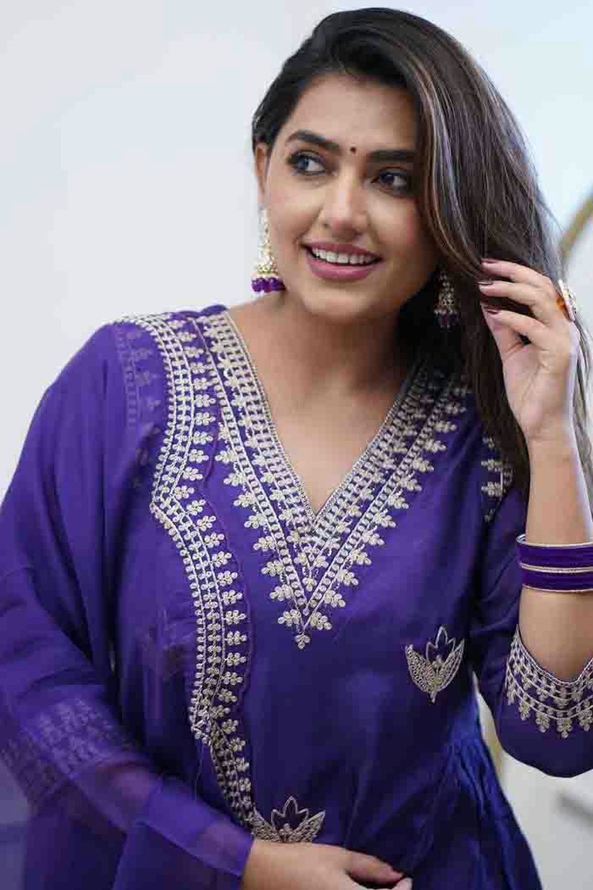 Blue Colour Chanderi Stitched Anarkali Suit VSSS1140744