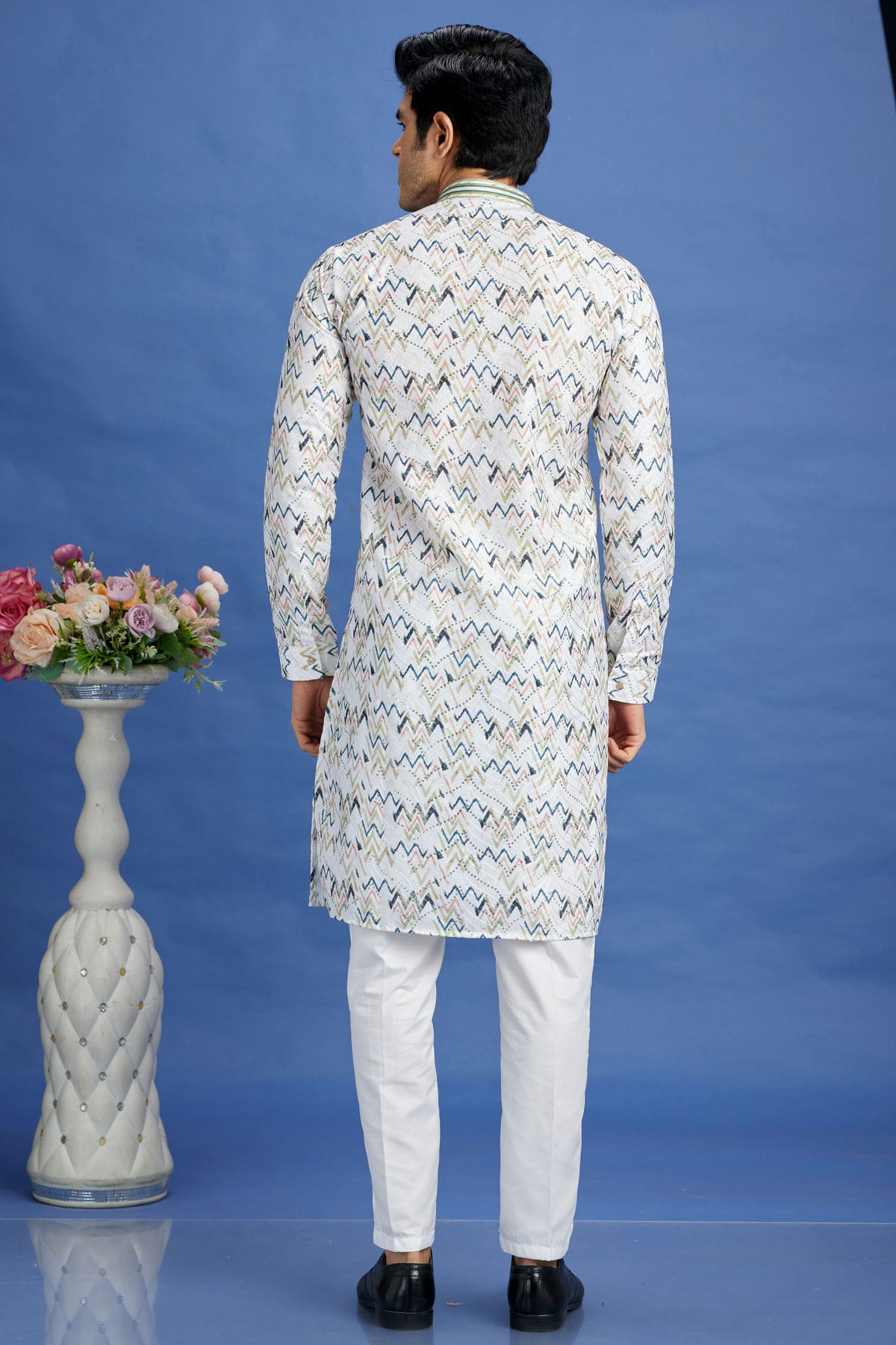 Blue Colour Cotton Pintex Work Kurta Pajama VSKP1230152