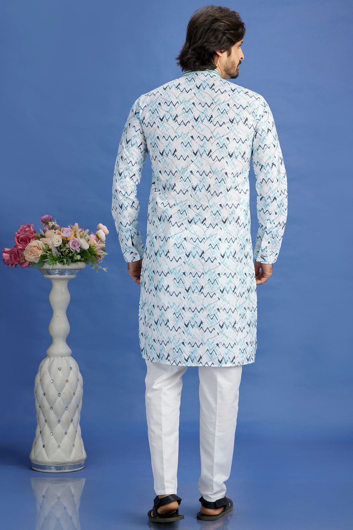 Blue Colour Cotton Pintex Work Kurta Pajama VSKP1230153