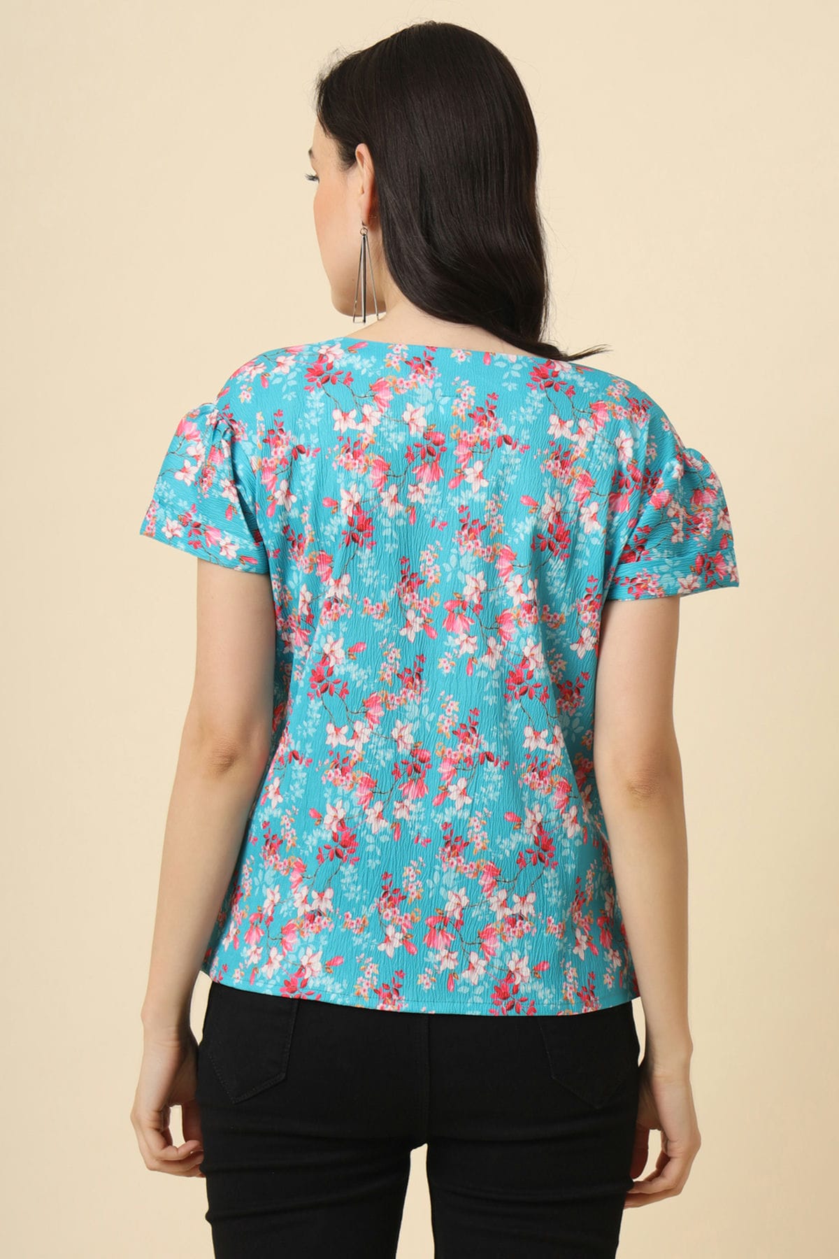 Blue Colour Crepe Readymade Top VSTP1110836