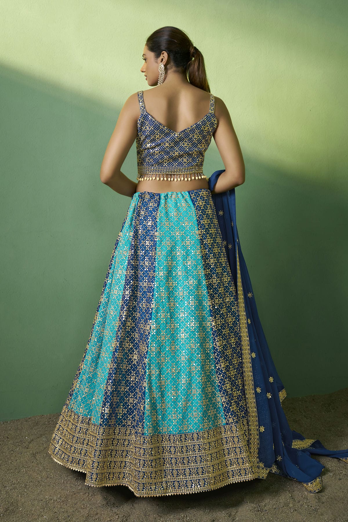 Blue Colour Embroidery Georgette Lehenga Choli VSLD1080782