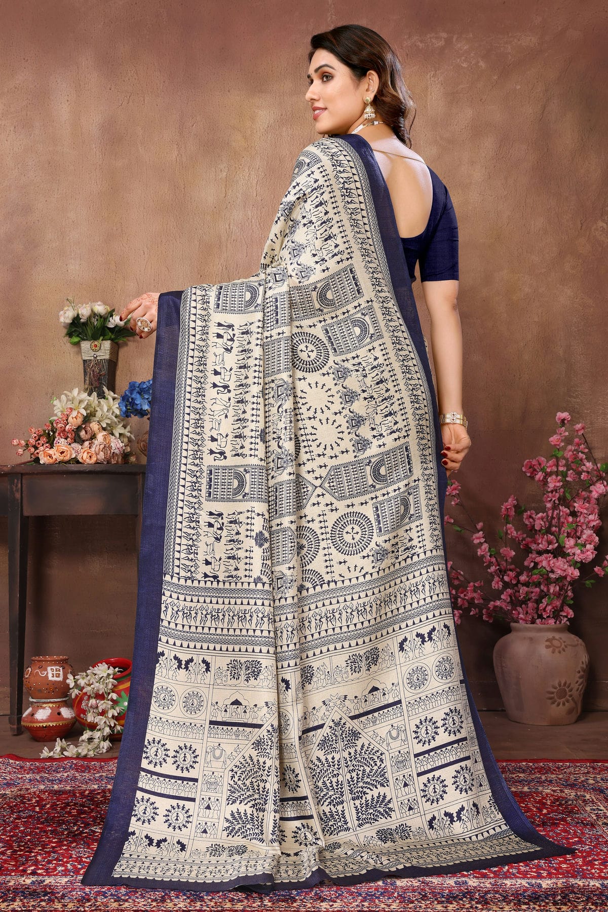 Blue Colour Khadi Printed Saree VSSD1180094