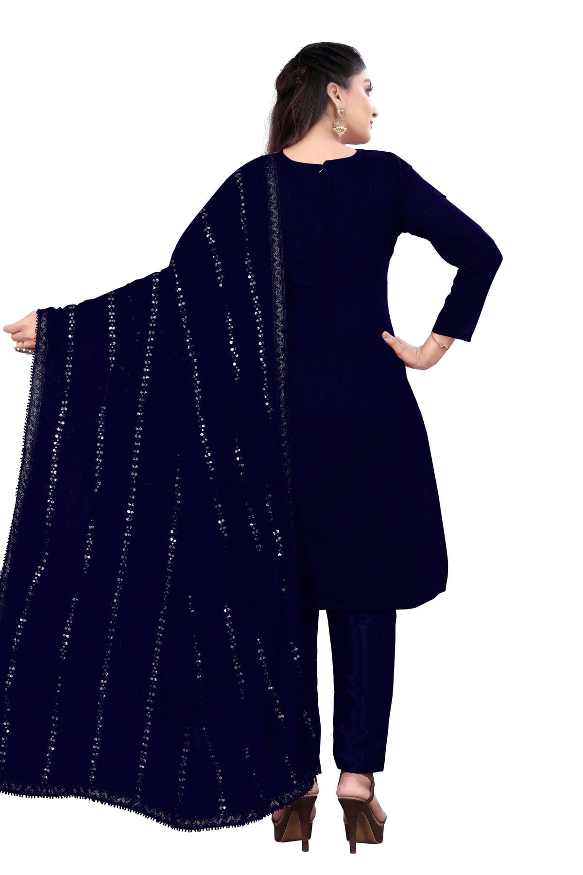 Blue Colour Unstitched Chanderi Cotton Straight Suit VSUS1160664