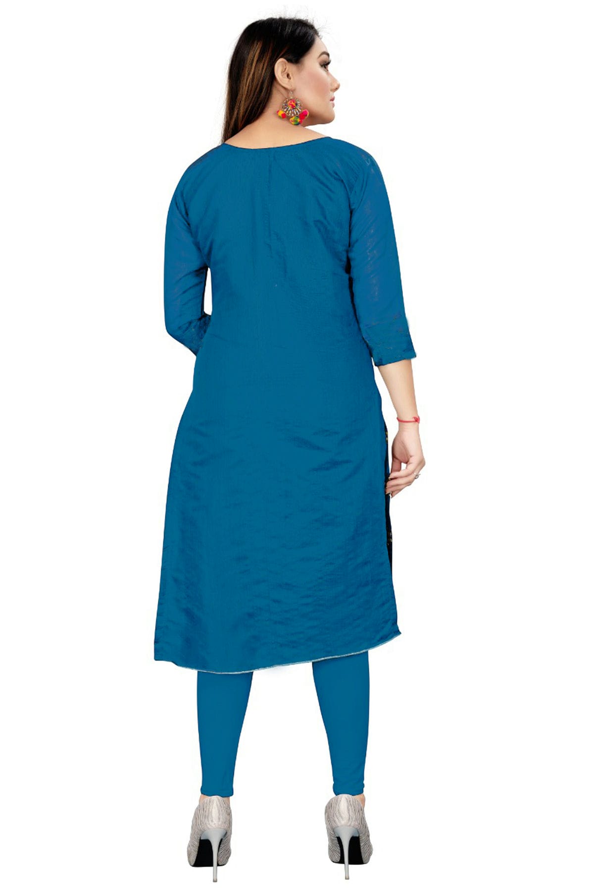 Blue Colour Unstitched Chanderi Straight Suit VSUS1160730