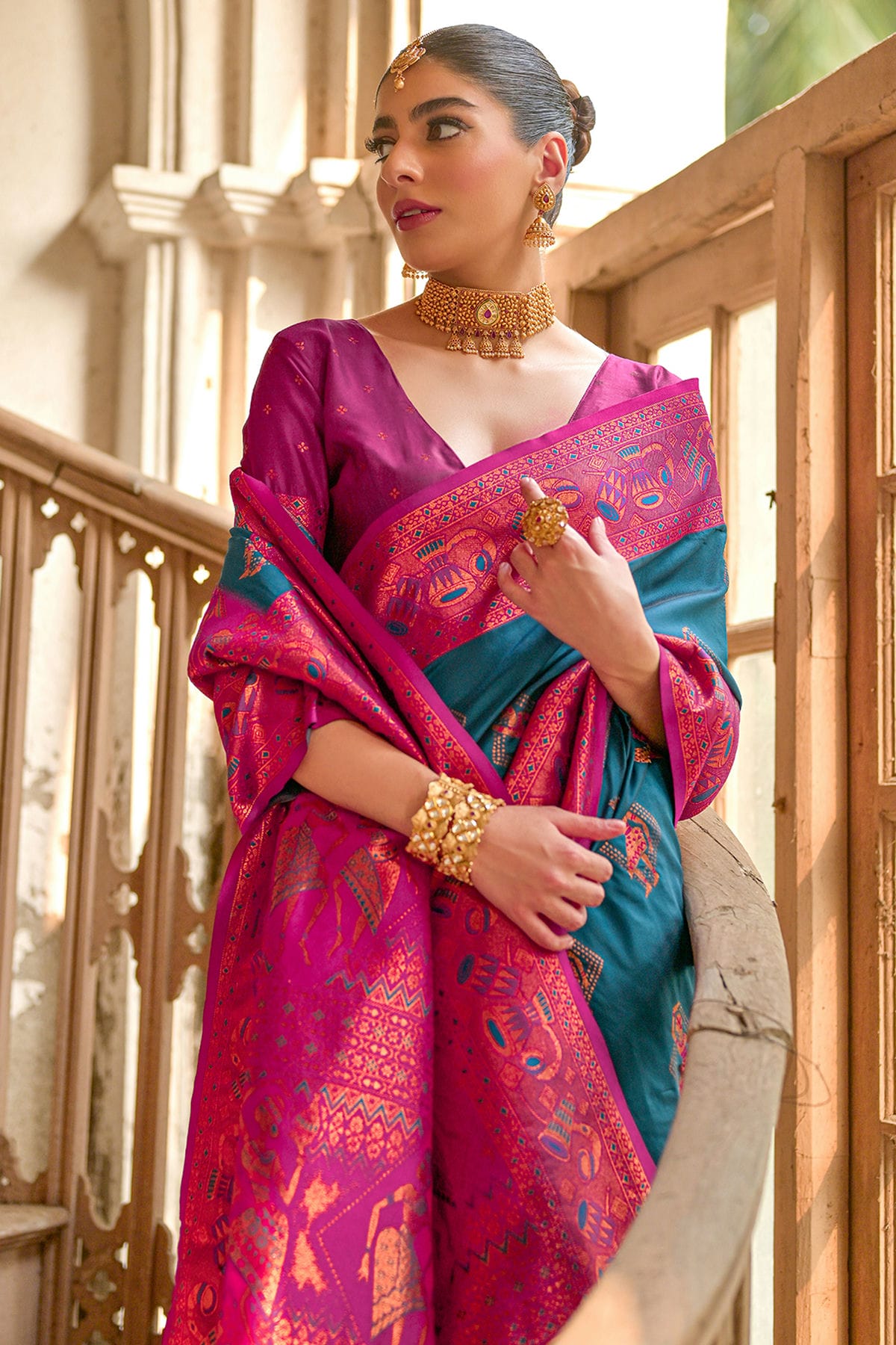 Blue Colour Woven Work Banarasi Silk Saree