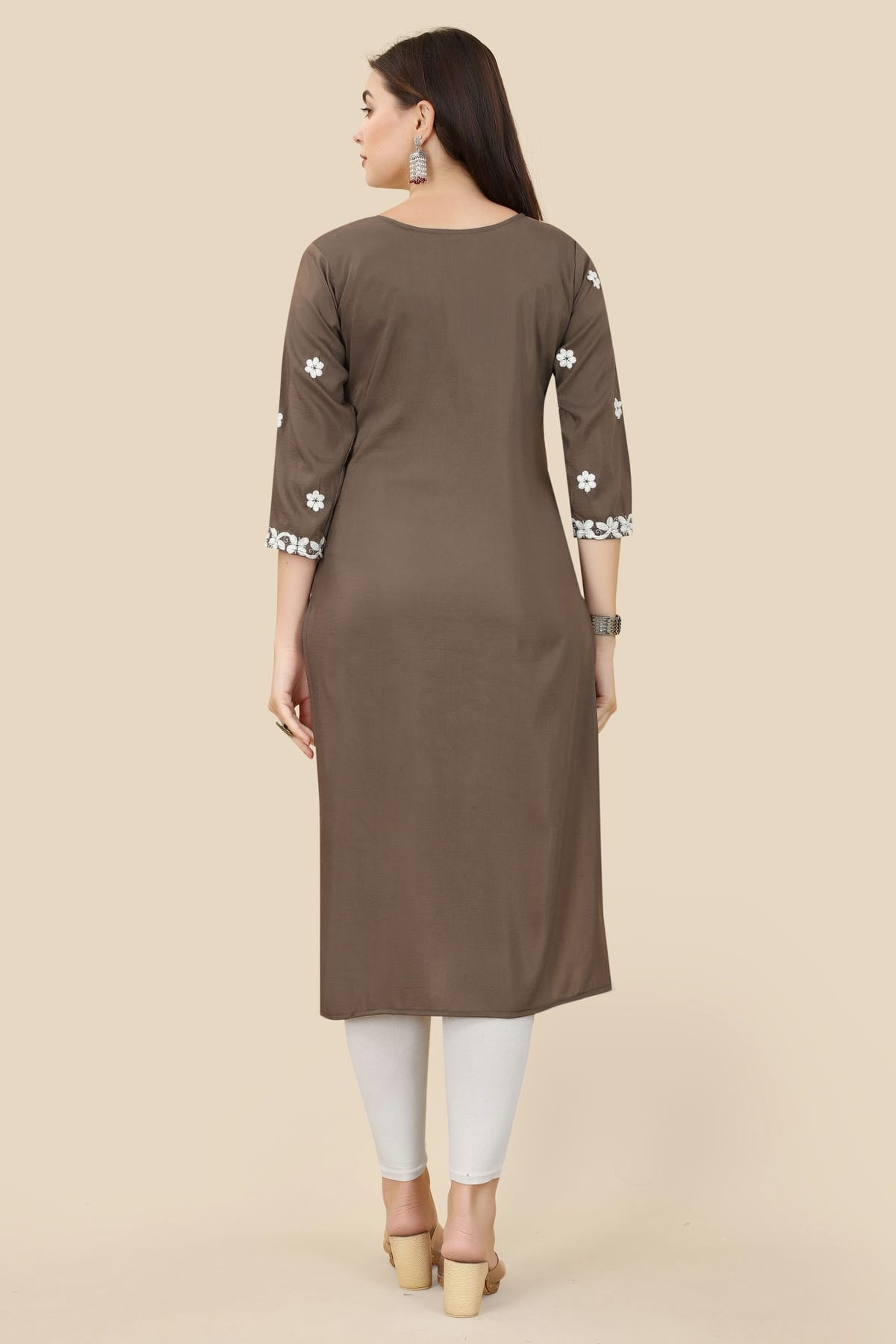 Brown Colour Chinon Silk Kurti VSKR1111007