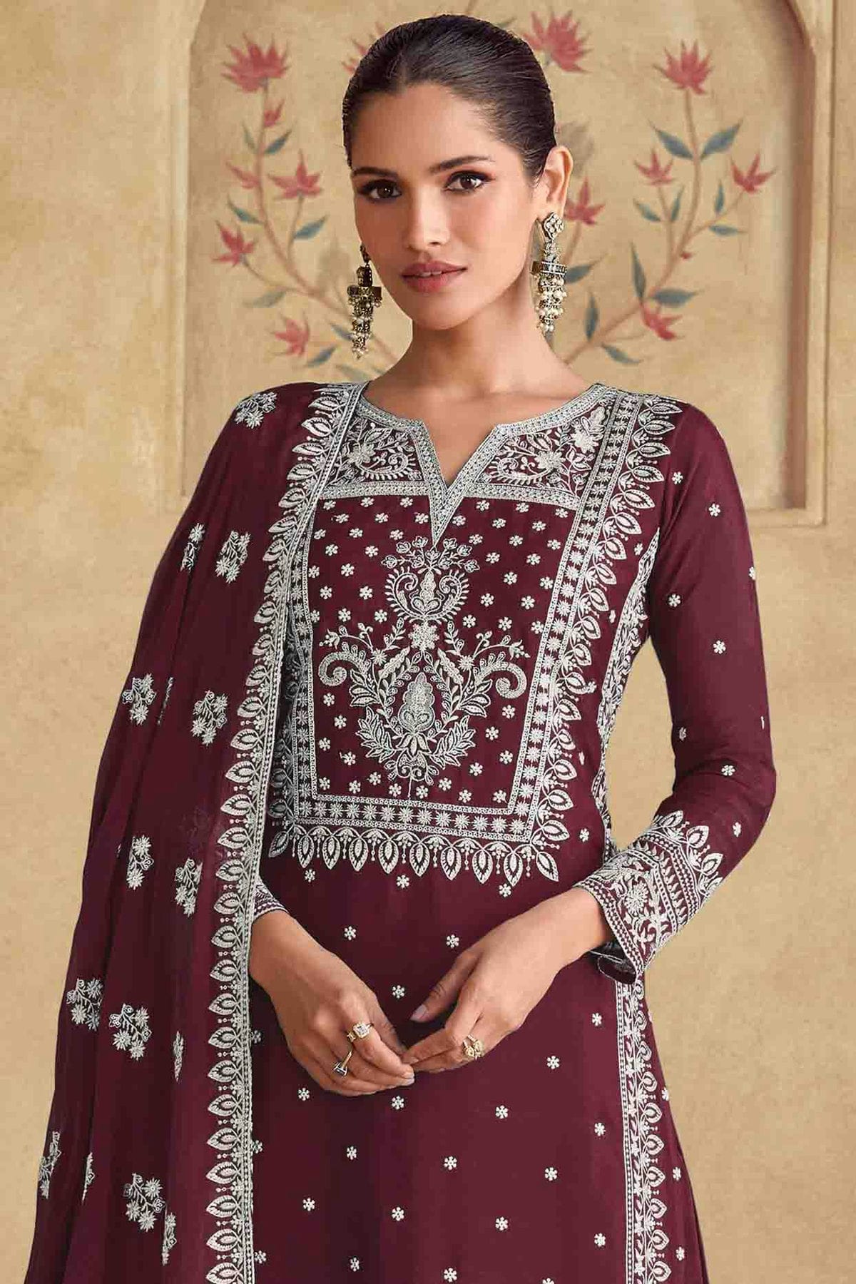 Brown Colour Georgette Palazzo Pant Suit VSSM1112960
