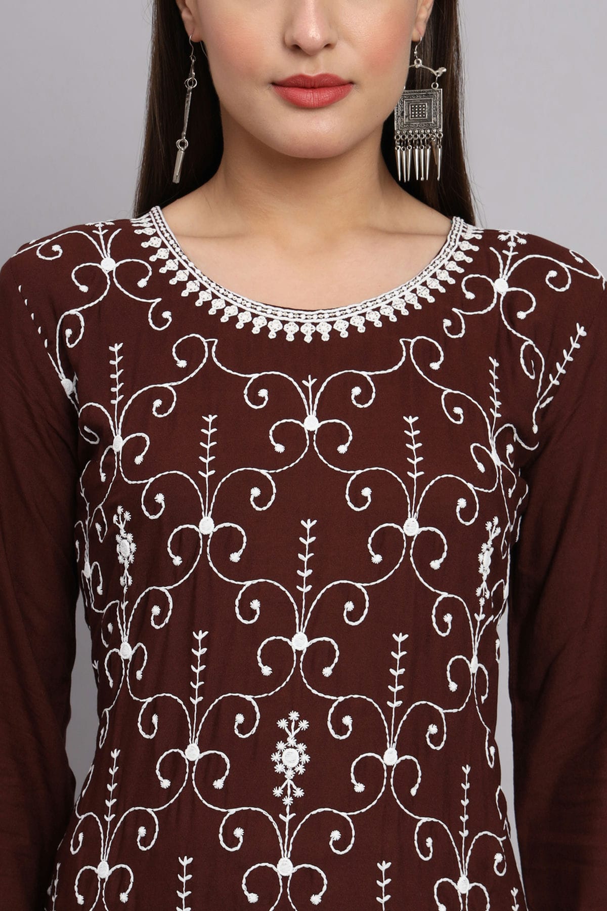 Brown Colour Rayon Kurti VSKR1111092