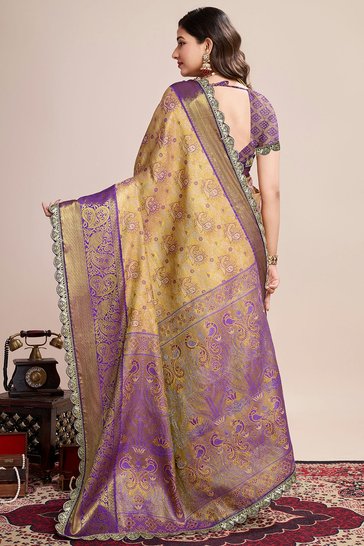 Brown Colour Soft Silk Saree