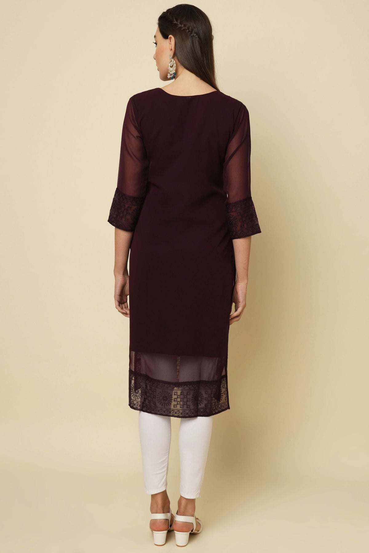 Coffee Colour Georgette Kurti VSKR1111201