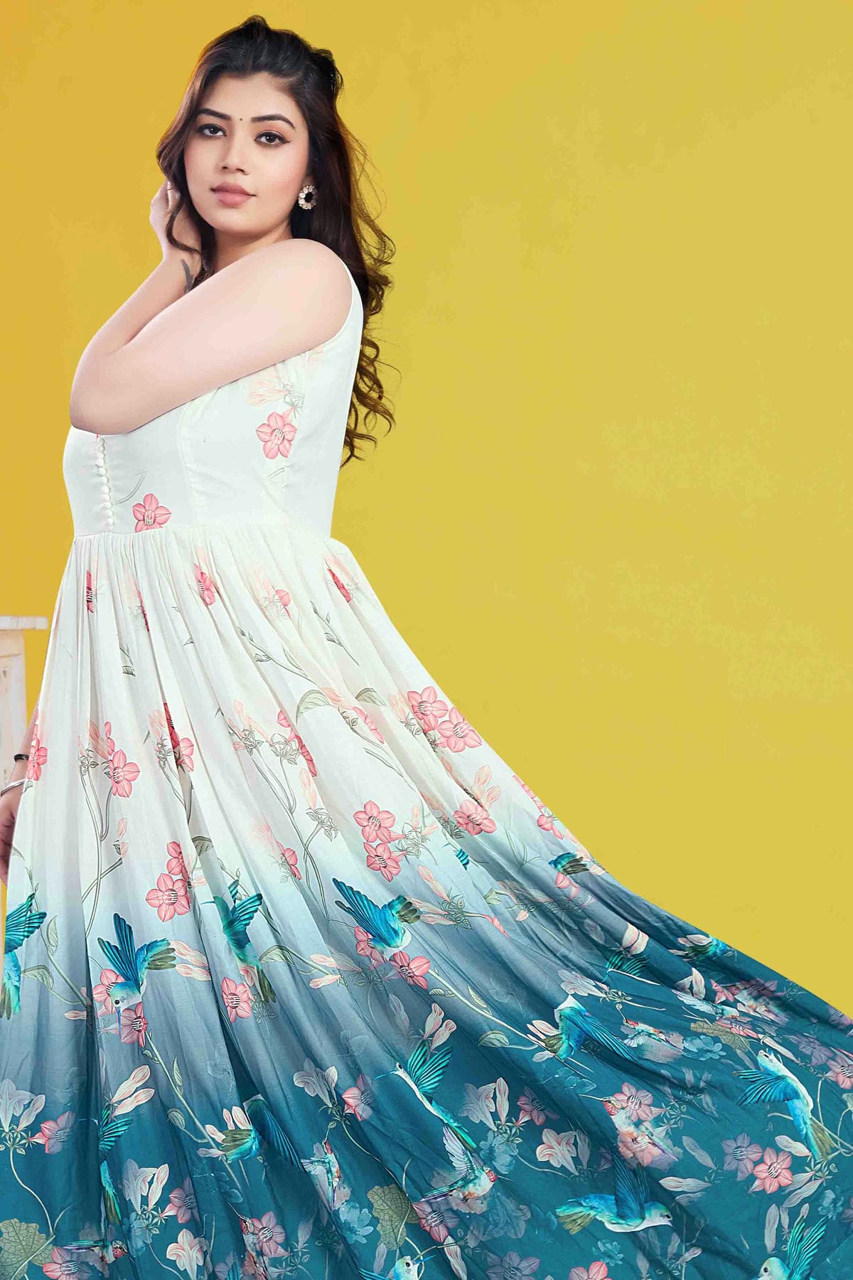 Cream Colour Cotton Stitched Anarkali Suit VSSS1140960