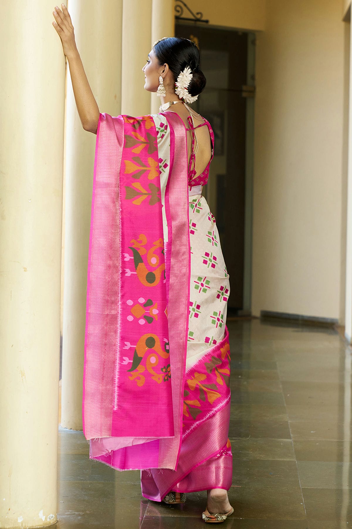 Cream Colour Crepe Traditional Saree VSSD1111909