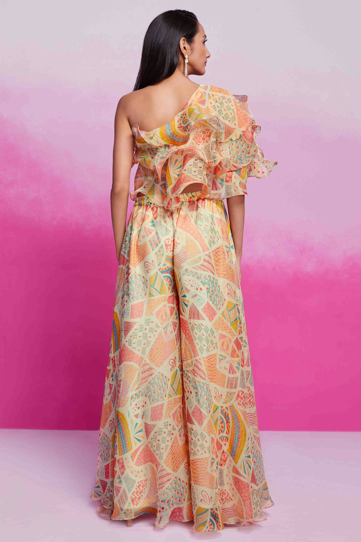 Cream Colour Organza Co-Ord Set VSTP1080939