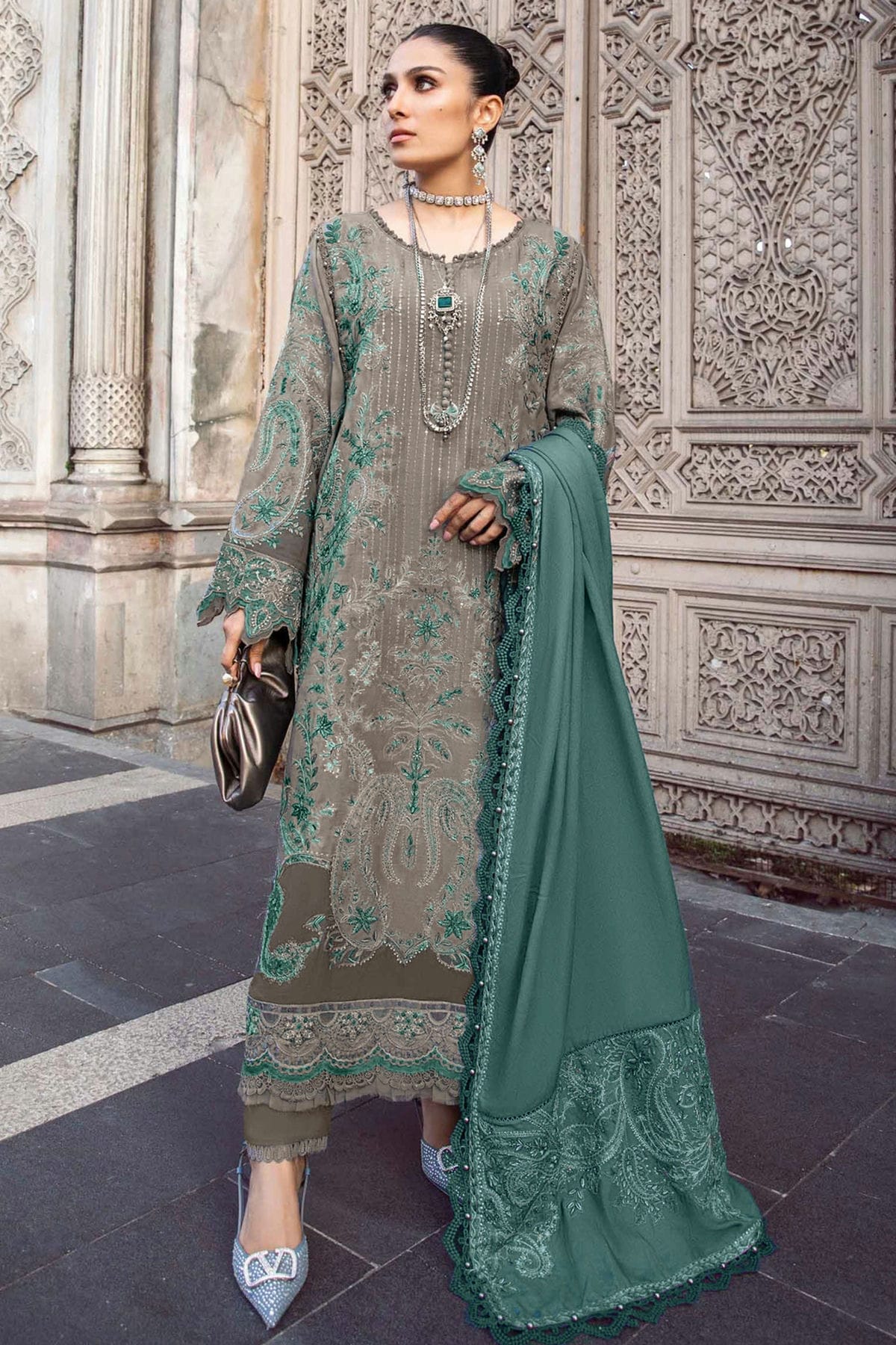 Dark Beige Colour Rayon Semi Stitched Pakistani Suit VSSM1250163