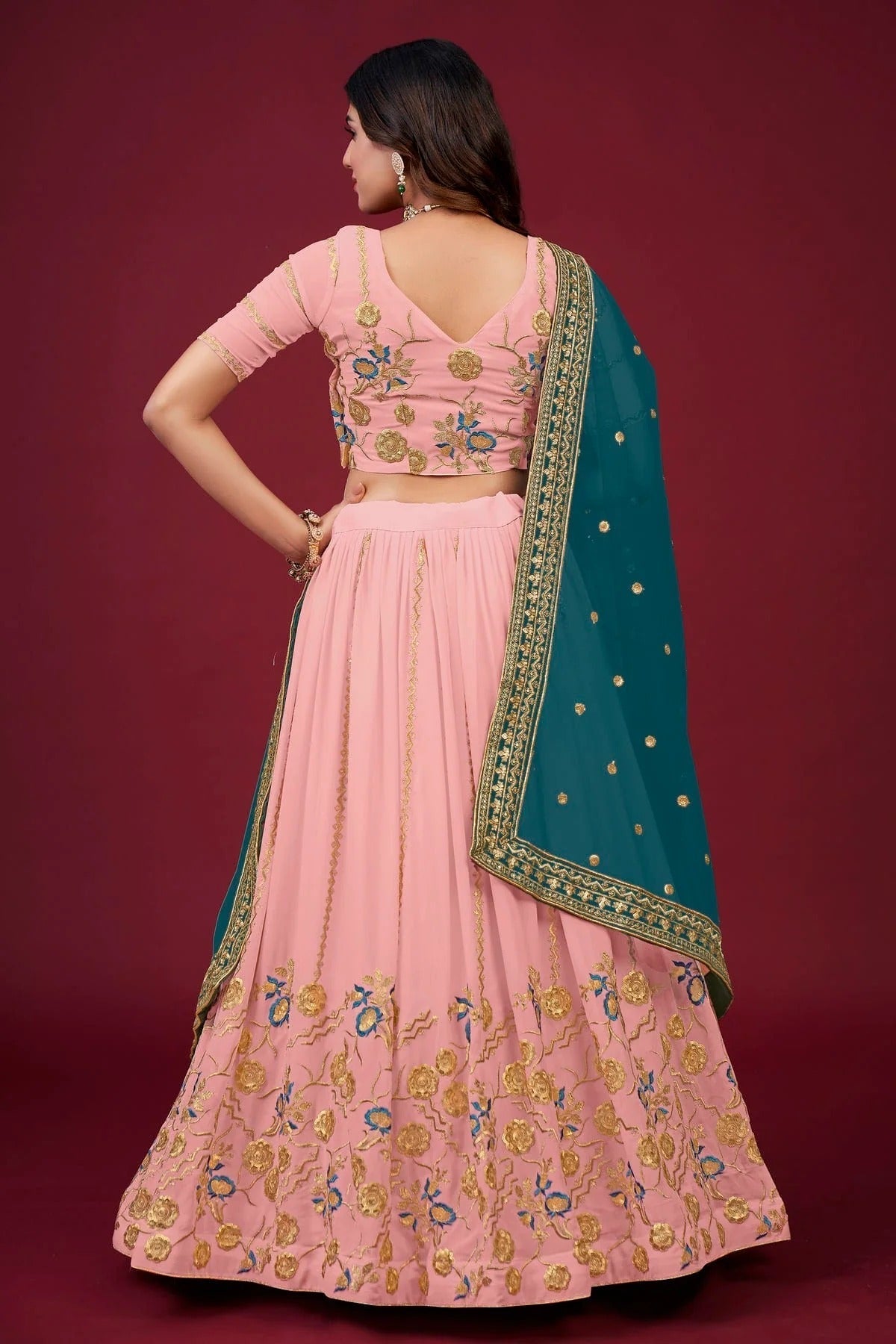 Faux Georgette Designer Lehenga CholiIn Baby Pink NCLC12710150
