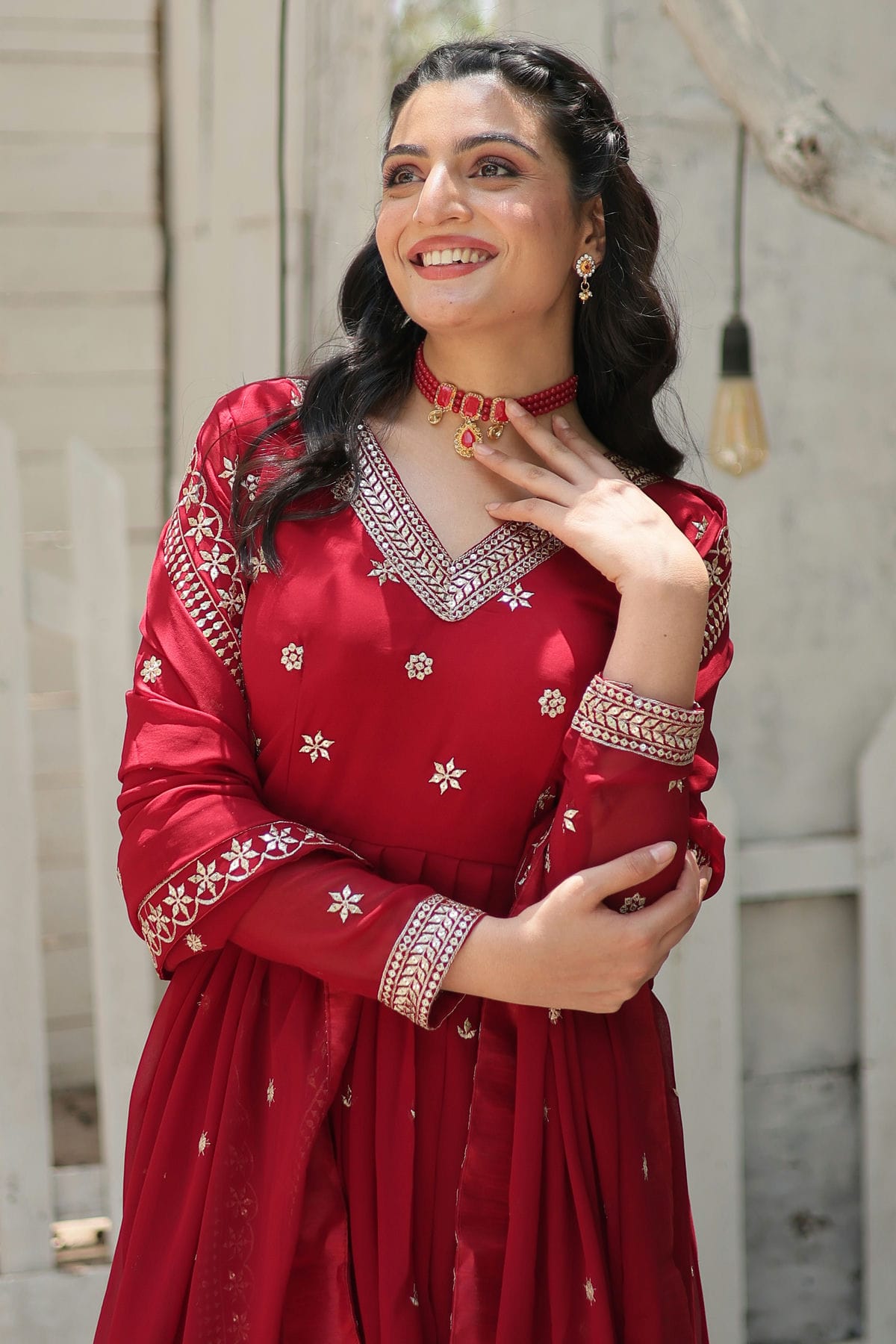 Faux Georgette Readymade Long Gown VSGW1110543