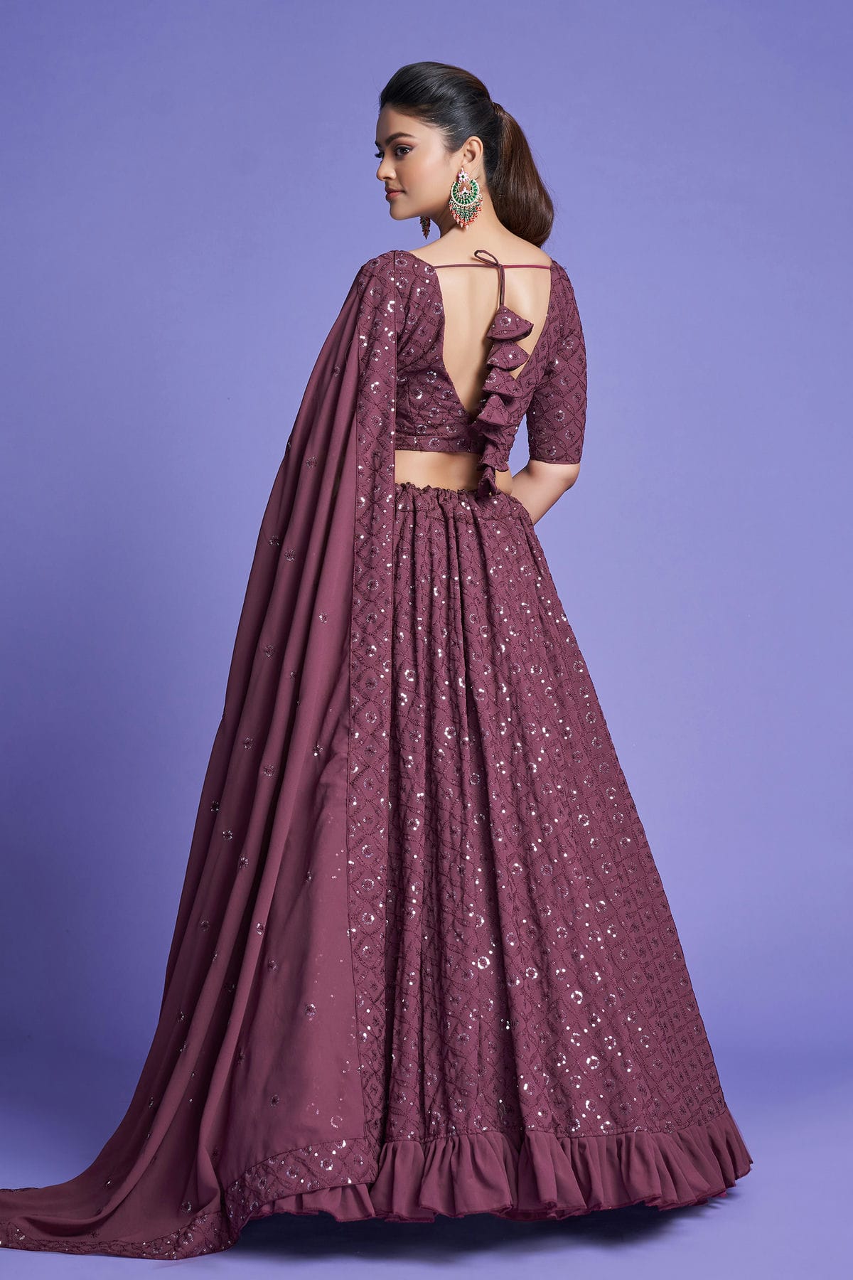 Georgette Designer Lehenga Choli In Muave Colour VSLC1270093