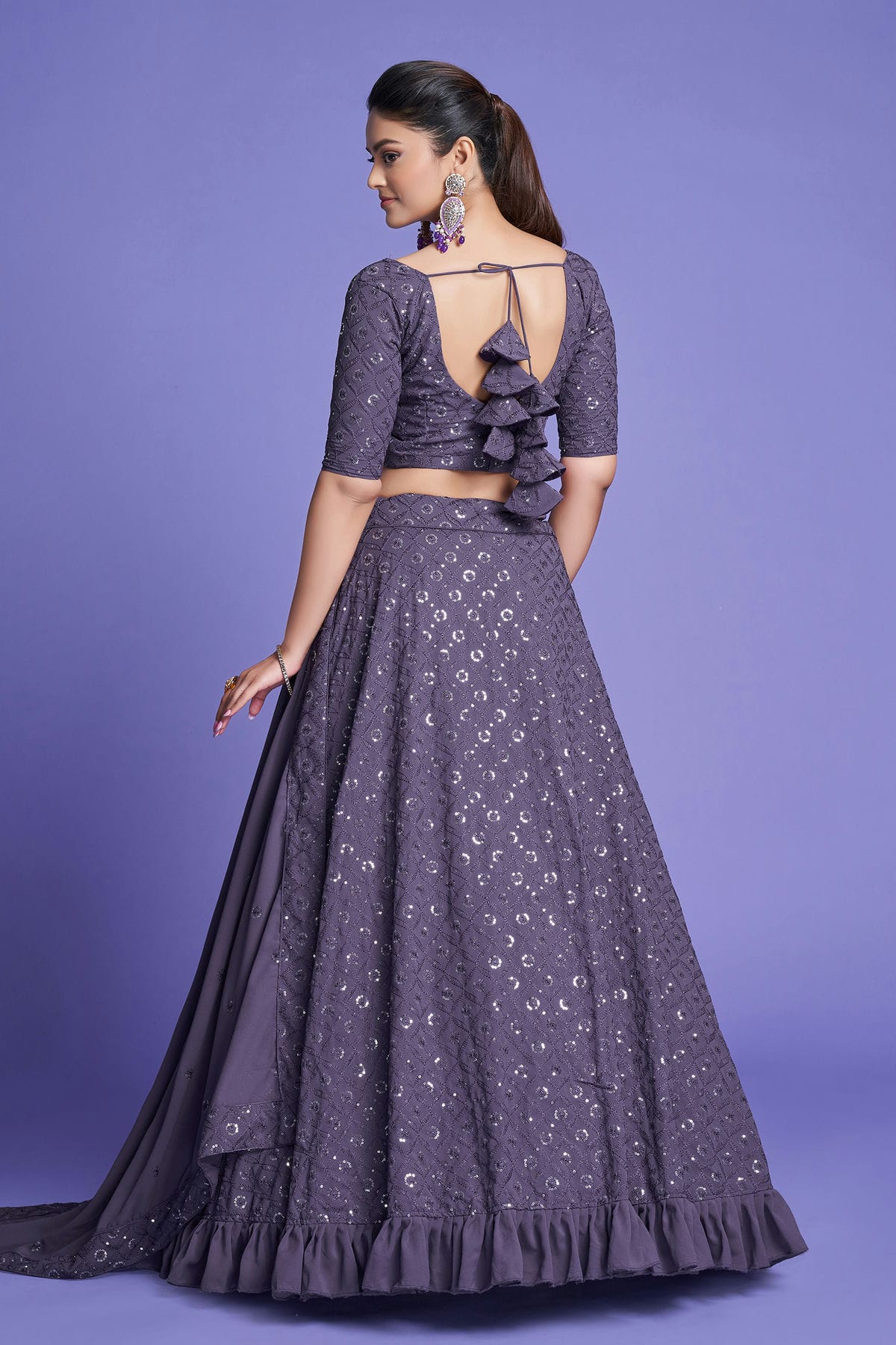 Georgette Designer Lehenga Choli In Purple Colour VSLC1270092