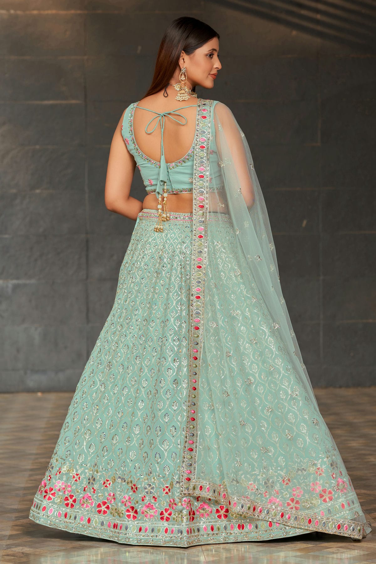Georgette Embroidery A Line Lehenga Choli VSLC1010197