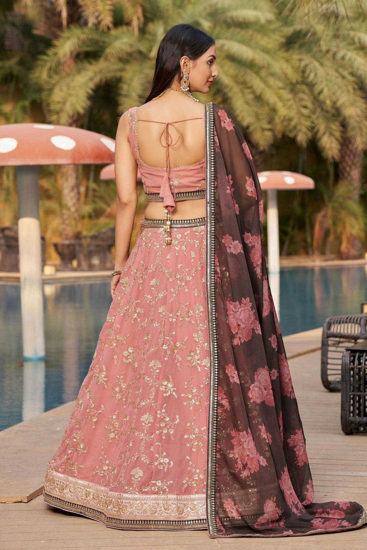 Georgette Embroidery A Line Lehenga Choli VSLC1010200