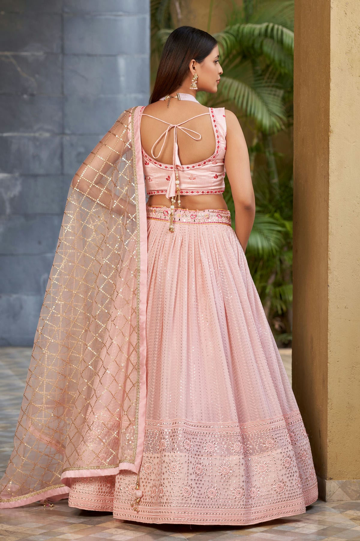 Georgette Embroidery A Line Lehenga Choli VSLC1010204