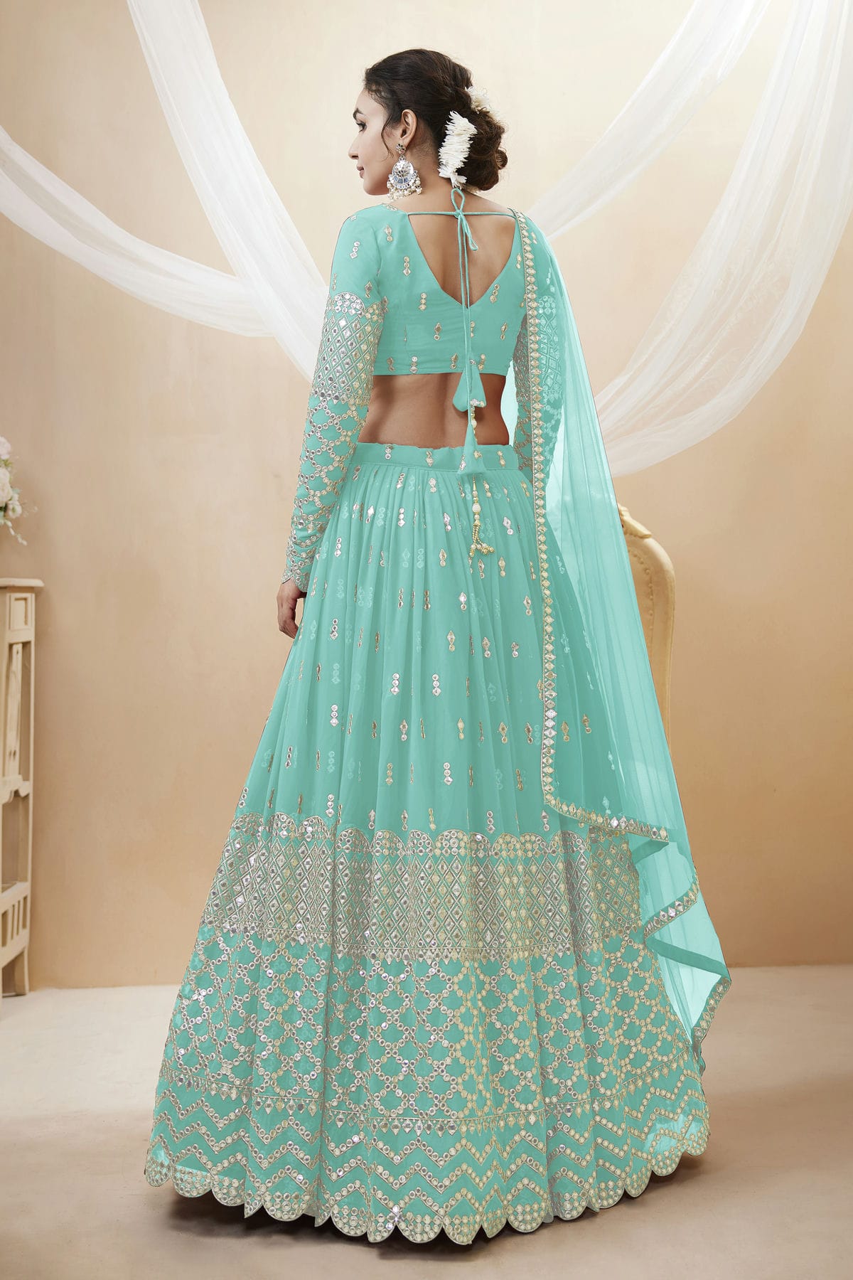 Georgette Embroidery A Line Lehenga Choli VSLC1010215