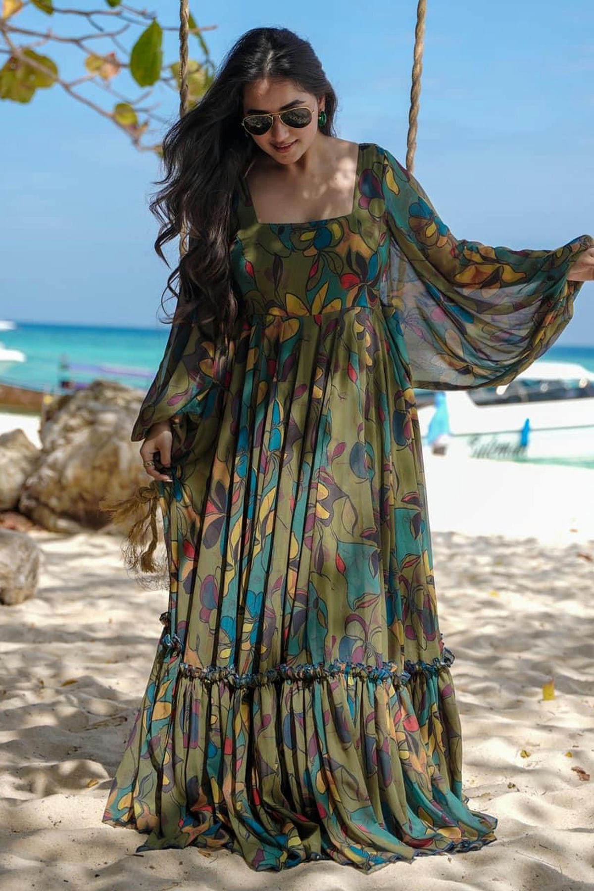 Georgette Readymade Long Gown VSGW1110566