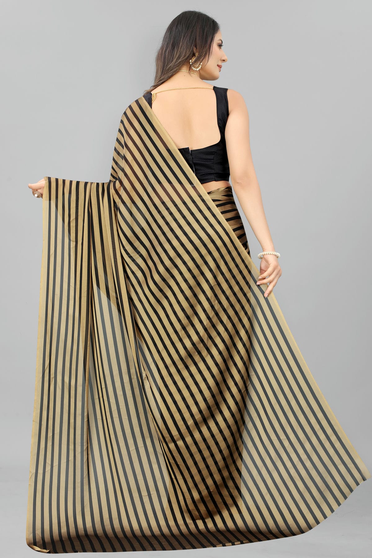 Gold Colour Poly Georgette Printed Saree VSSD1180115